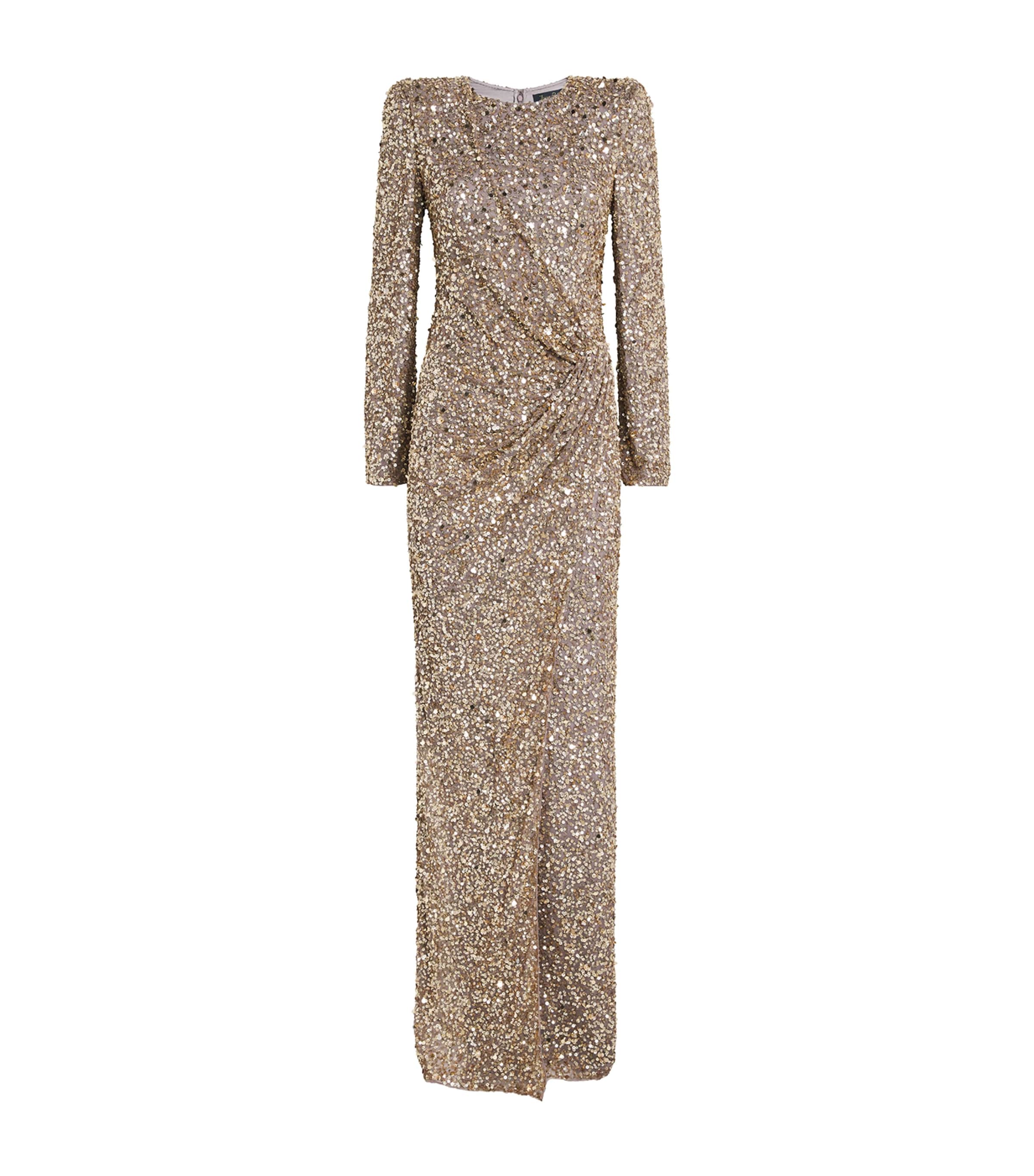Jenny Packham Sequinned Marie Maxi Dress In Gold
