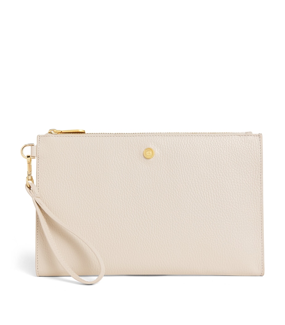 Harrods Medium Pebbled Leather Pouch Birch Image 1