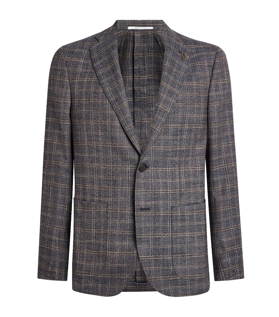 Pal Zileri Mens Wool-Blend Check Brera Blazer Blue Image 1