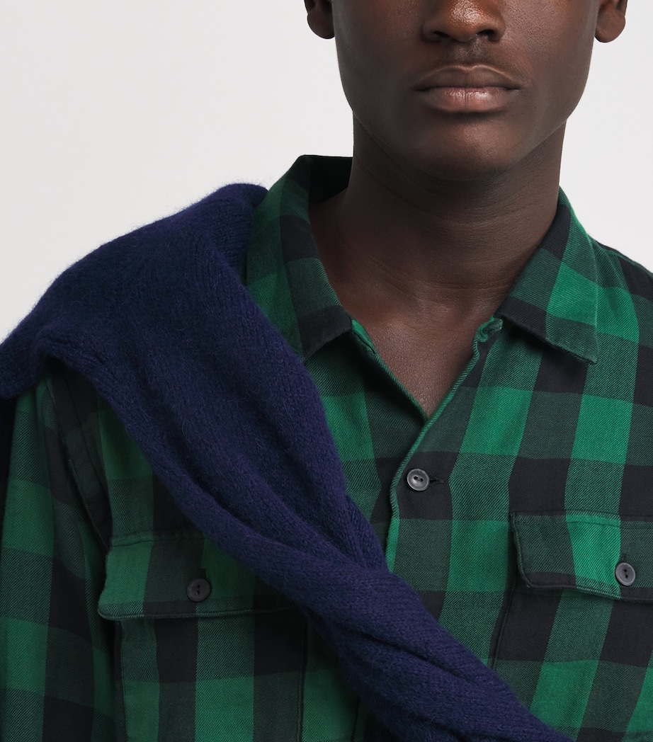 Cotton Flannel Check Overshirt GREEN Image 6