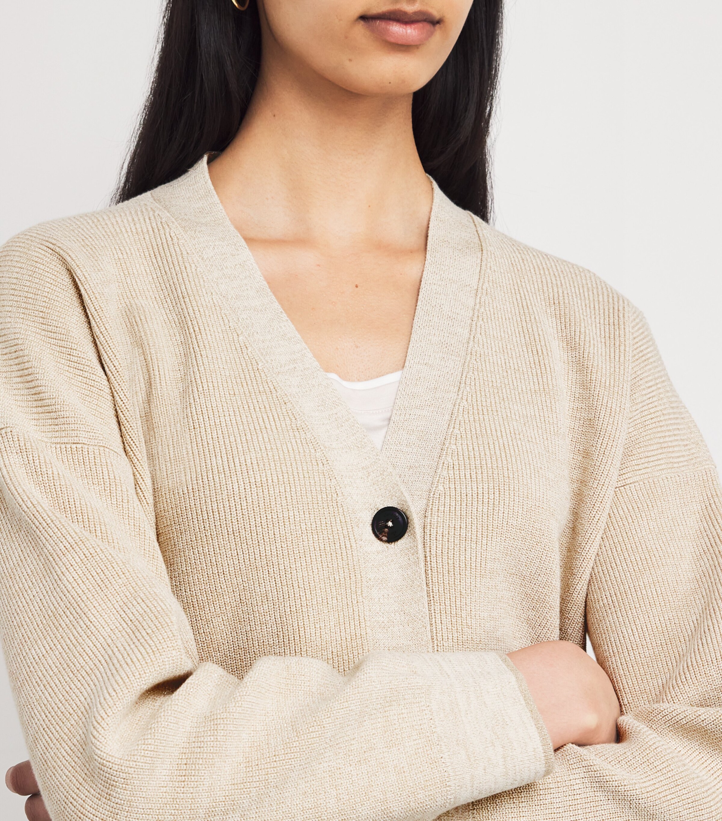 Cotton Metallic Cardigan SABBIA Image 6