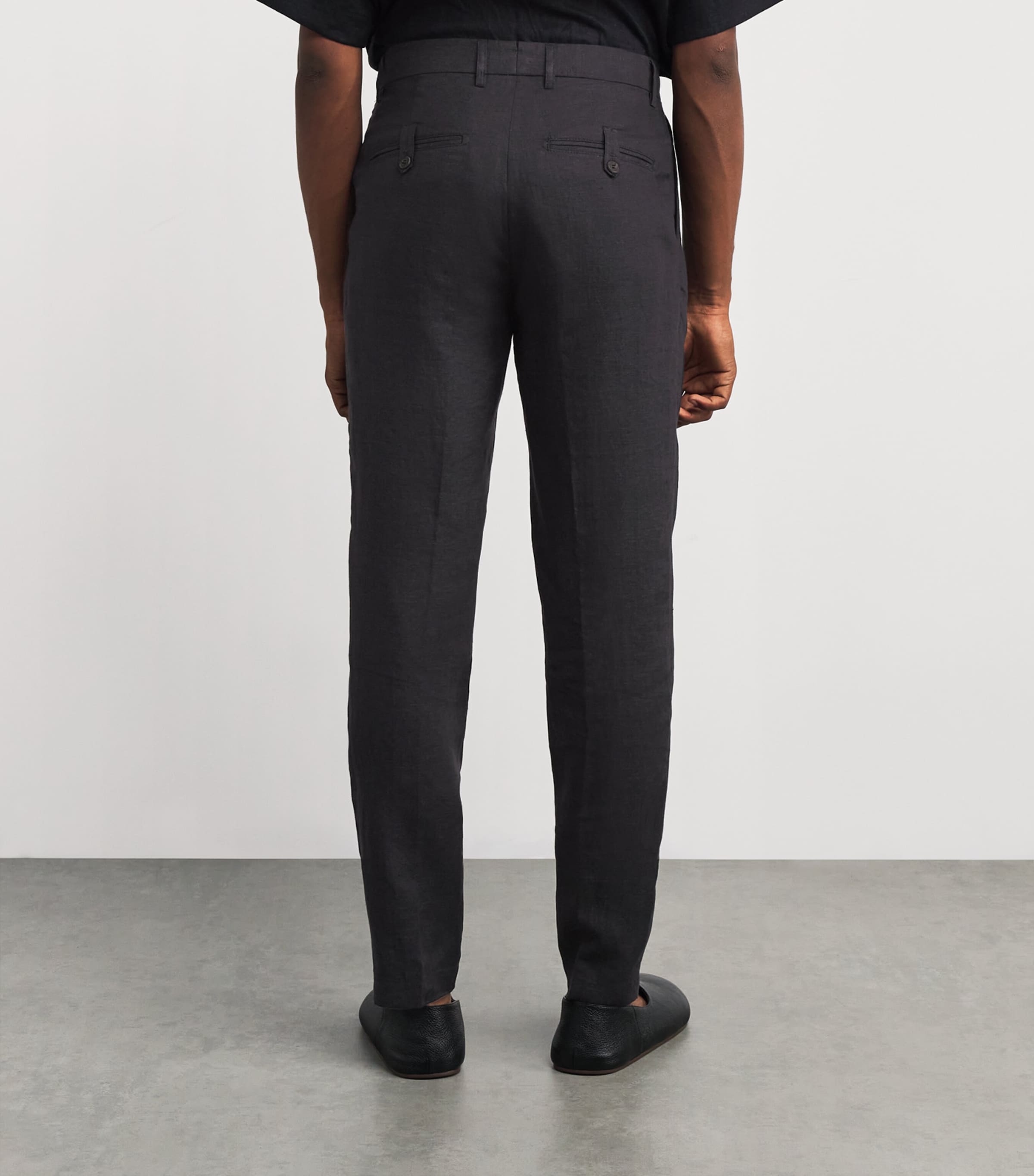 x Harrods Linen Tailored Trousers NERO Image 4