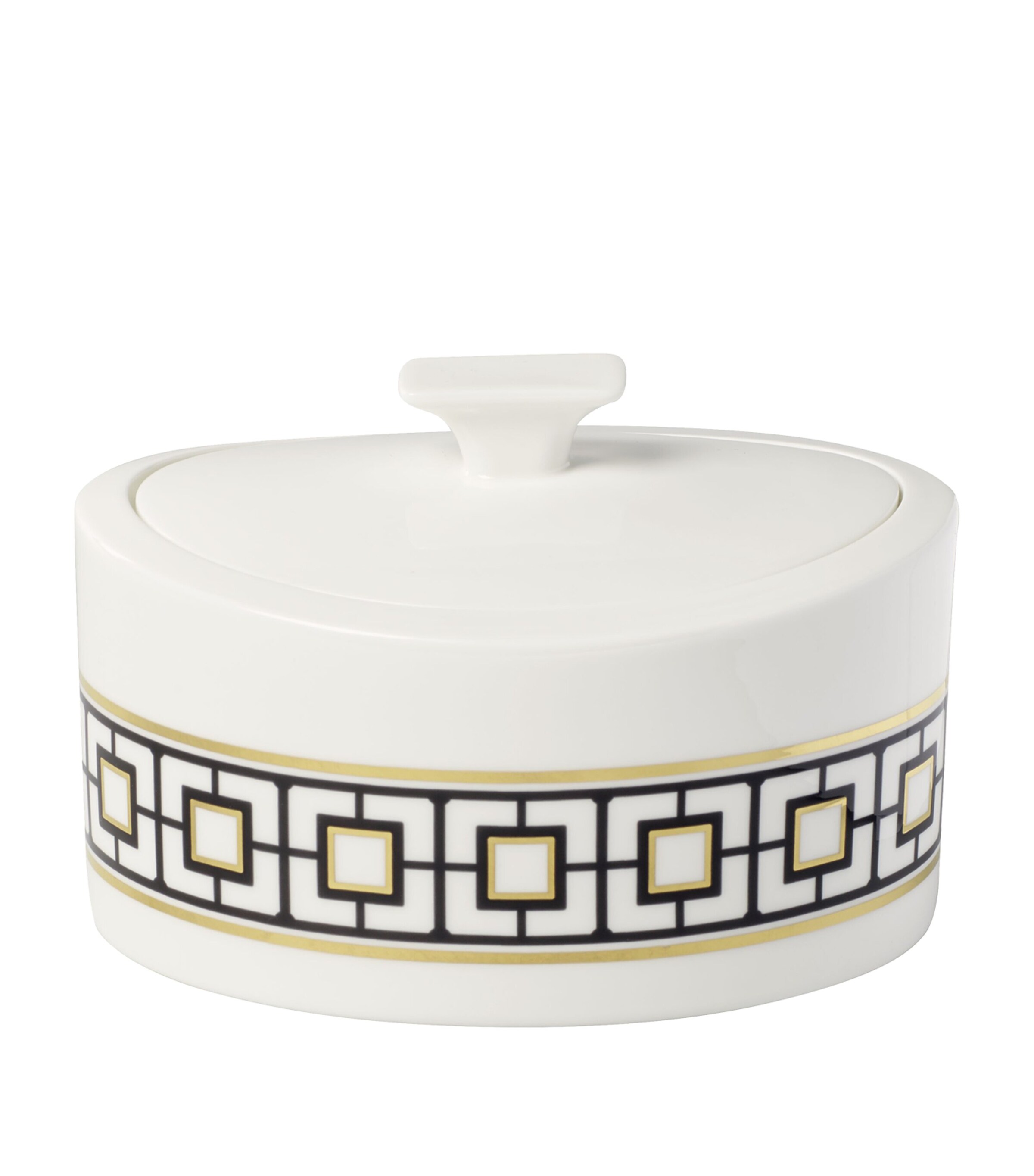 Villeroy & Boch Metrochic Premium Bone Porcelain Sugar Bowl With Lid 12cm In Black