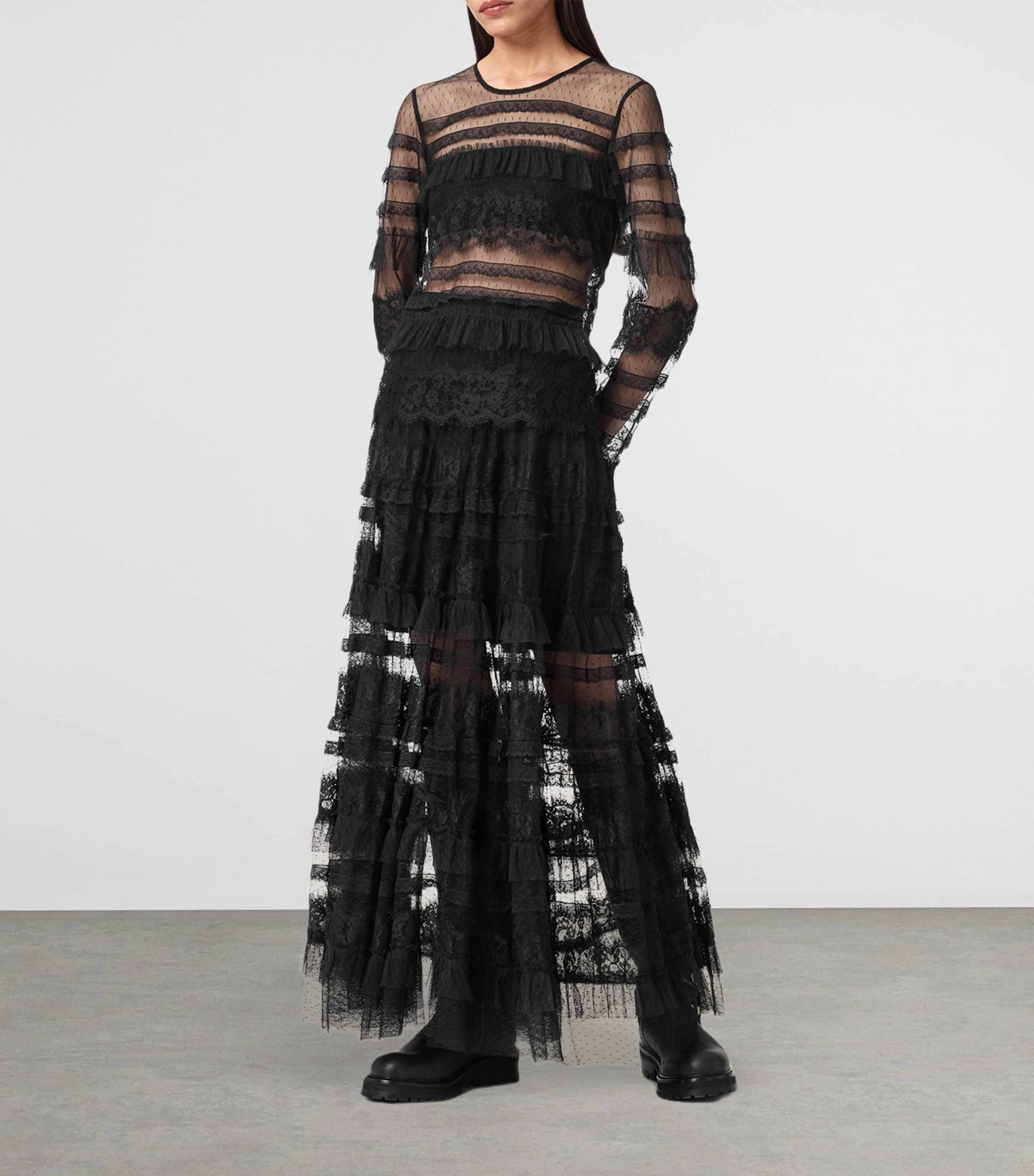 AllSaints Womens Tulle Arlea Skirt Black Image 5