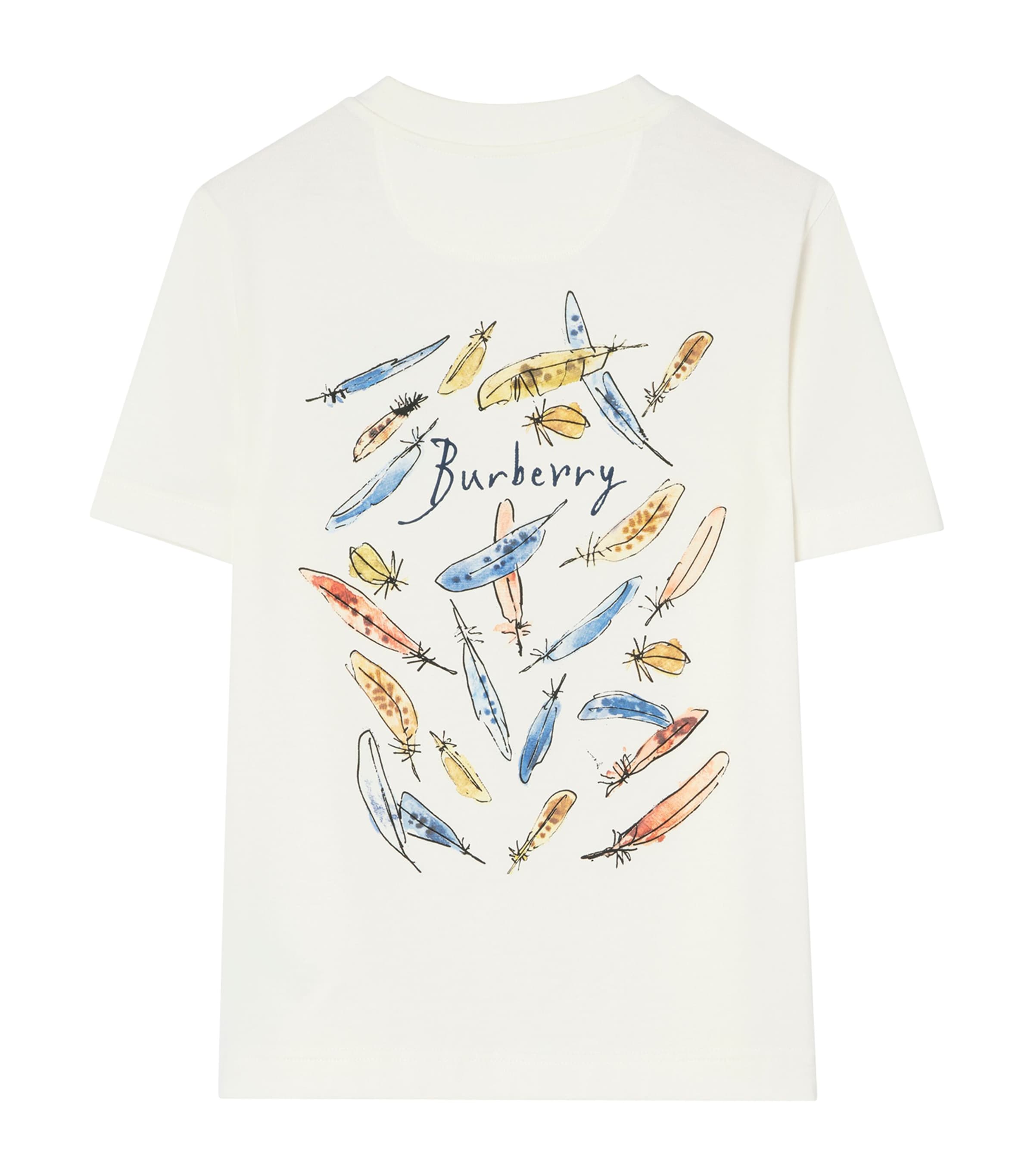 Burberry White Cotton Feather Print Shirt | Harrods US