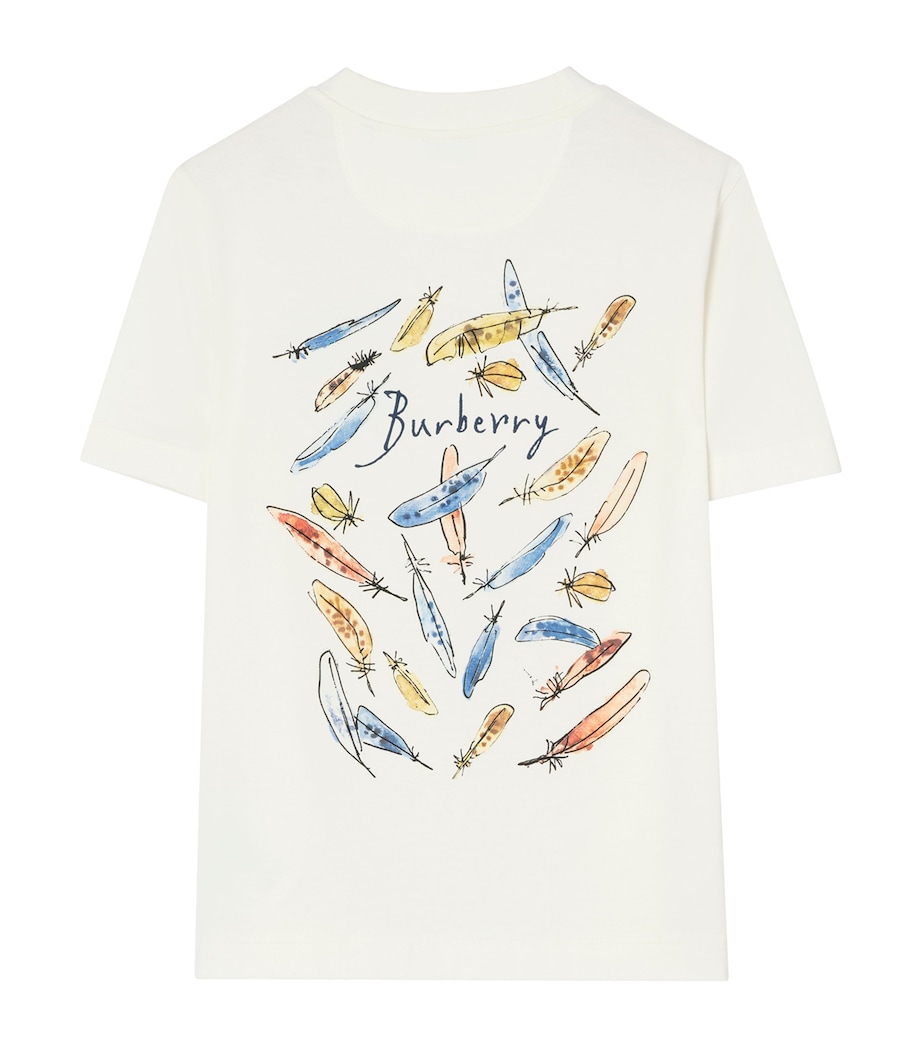Burberry Womens Cotton Feather Print Shirt Chalk Image 4