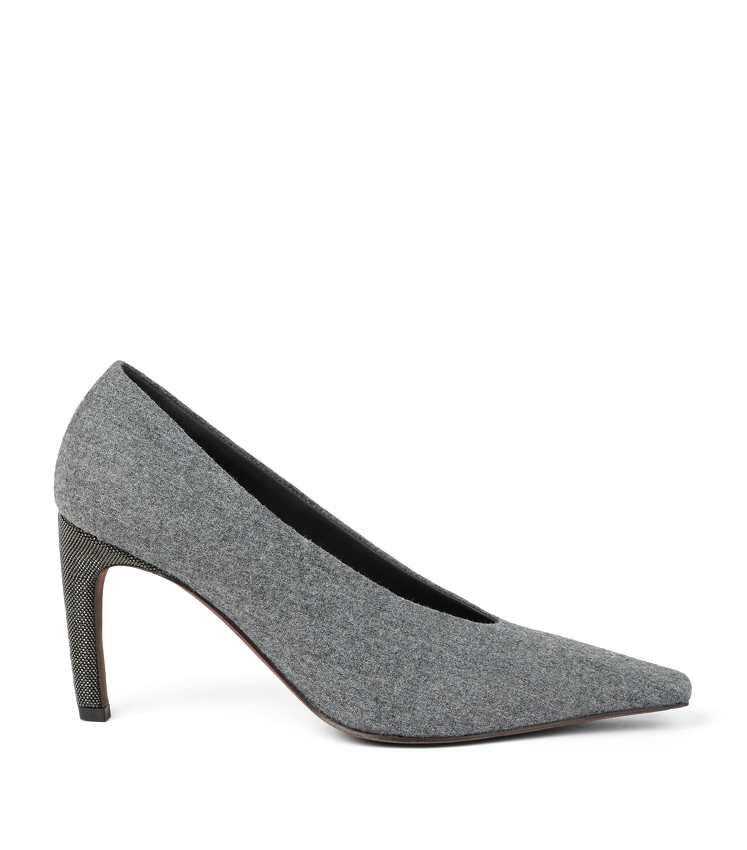 Brunello Cucinelli Water-resistant Virgin Wool Pumps 85 In Gray