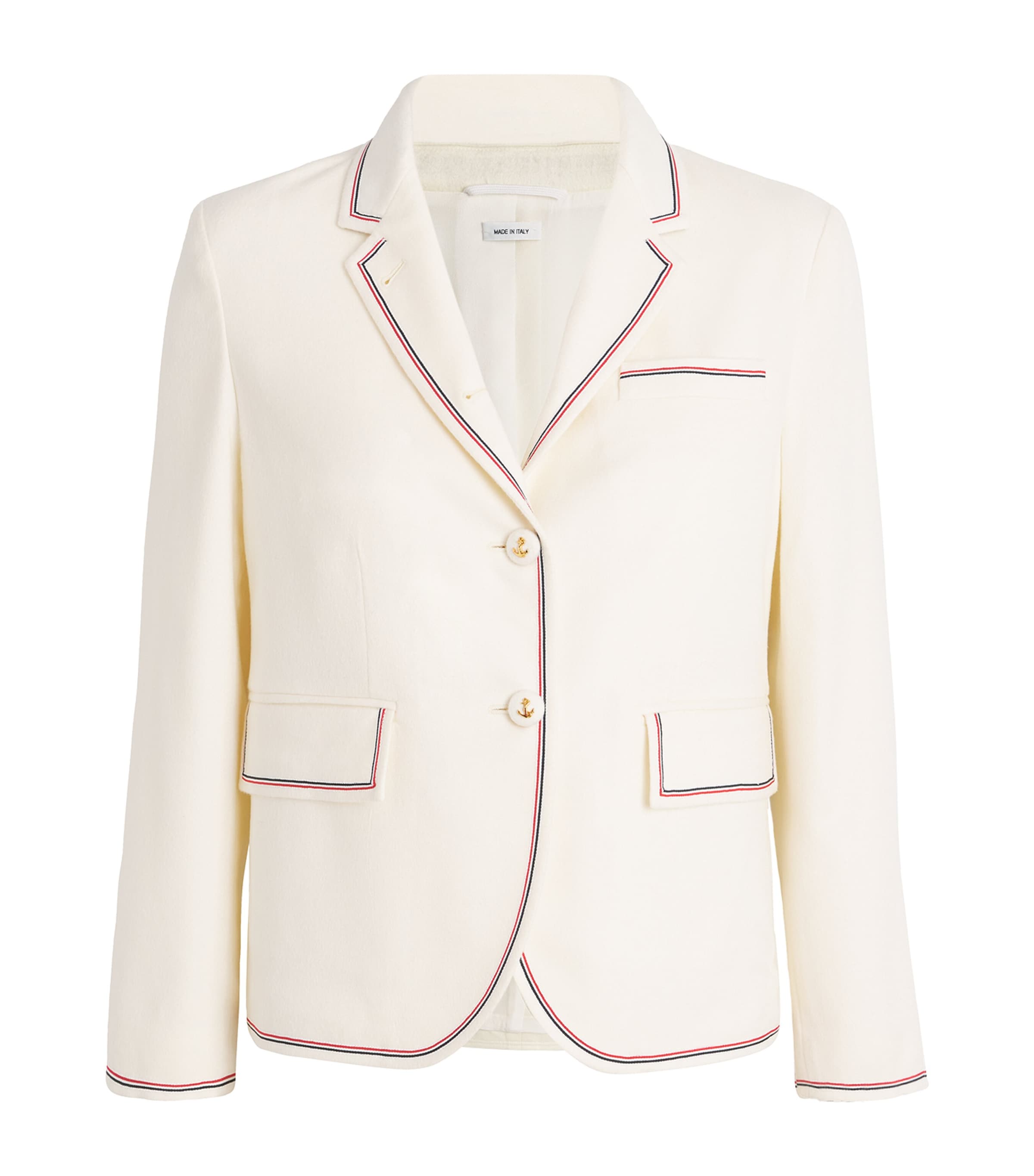Thom Browne Cashmere Tricolour-stripe Blazer In White