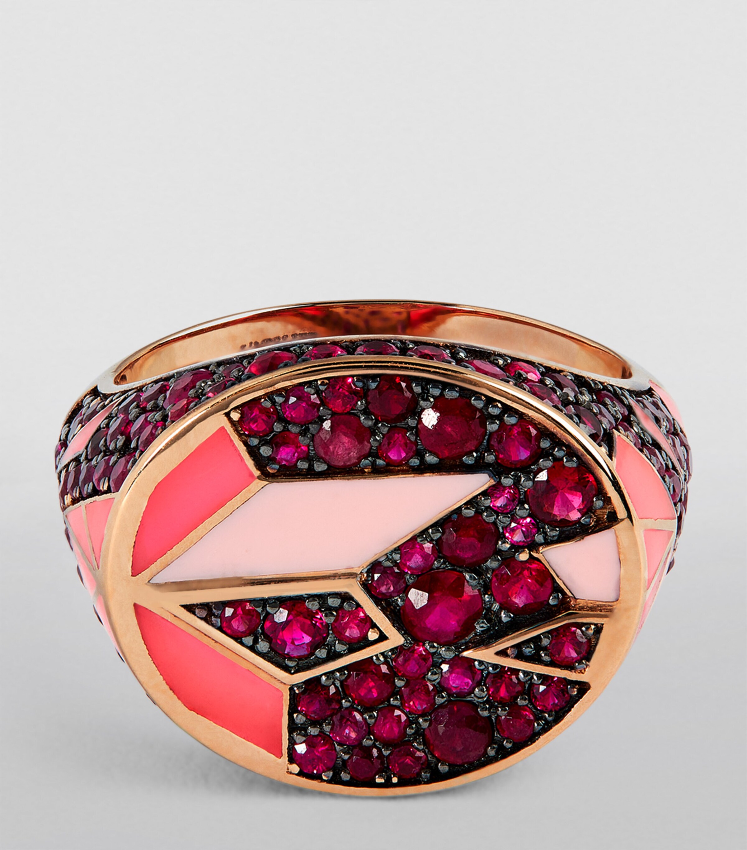 L'ATELIER NAWBAR Rose Gold and Ruby Fragments of Us Pinky Ring (Size 42) Pink Image 3