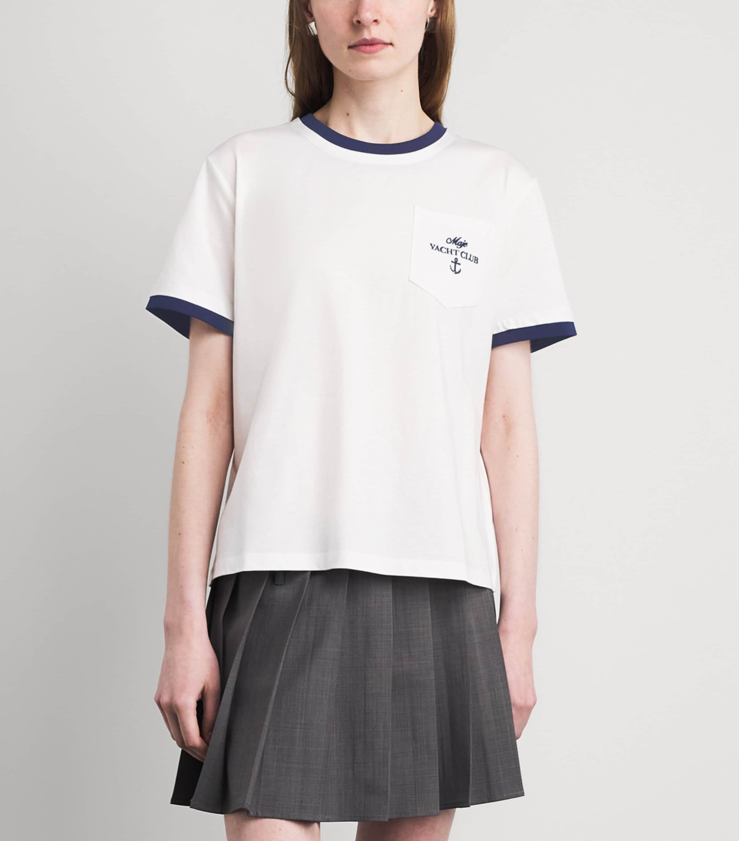Maje Womens Cotton Yacht Club T-Shirt White Image 4
