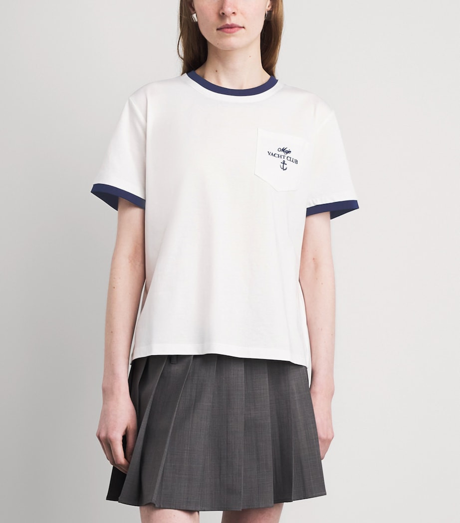Maje Womens Cotton Yacht Club T-Shirt White Image 4