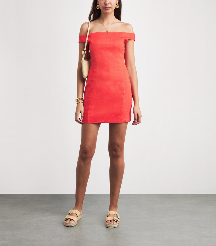 SIR. Womens Linen-Blend Elodie Mini Dress Poppy Image 2