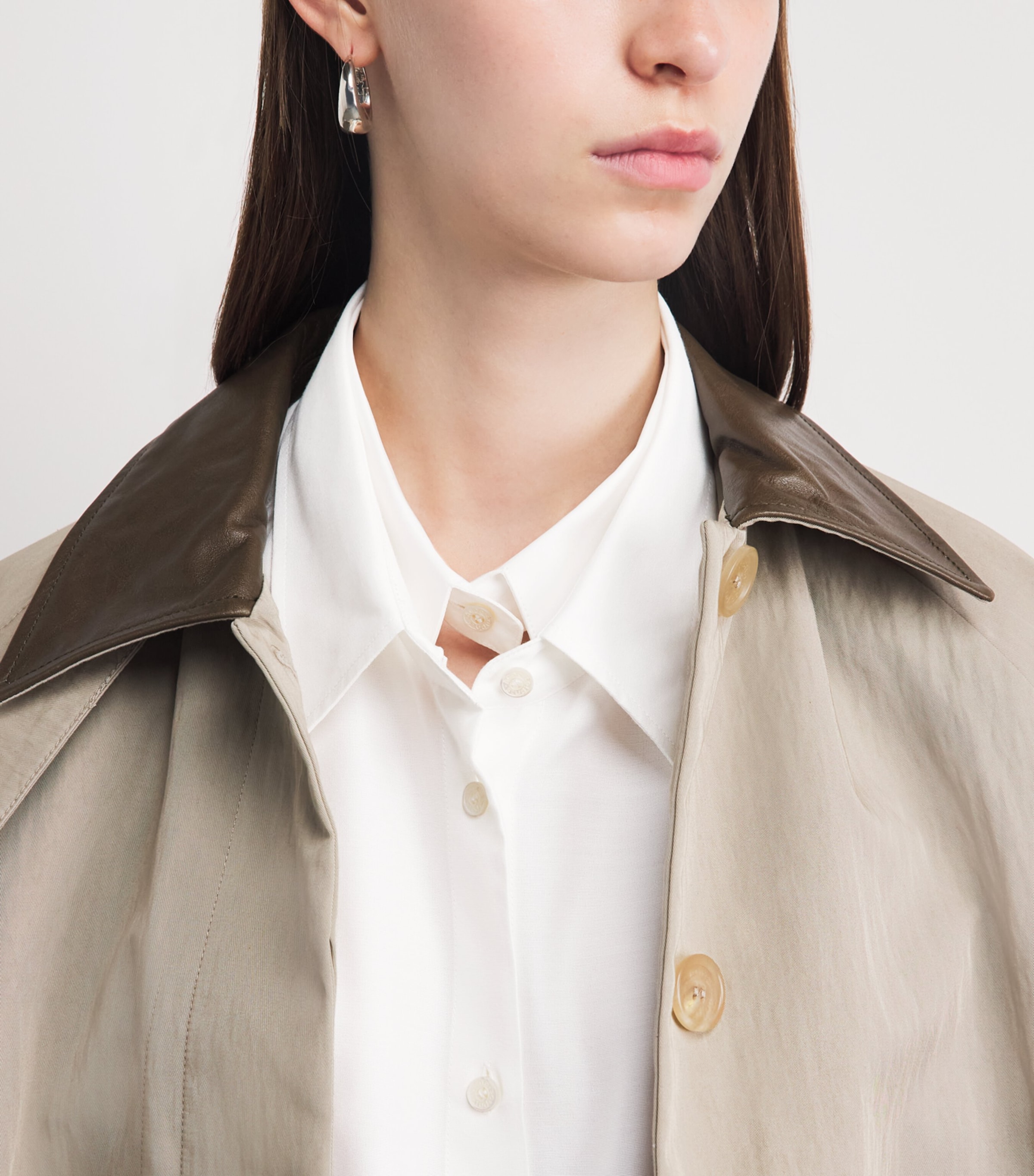 Acne Studios Womens Double-Layer Collared Shirt Anc White/white Image 3