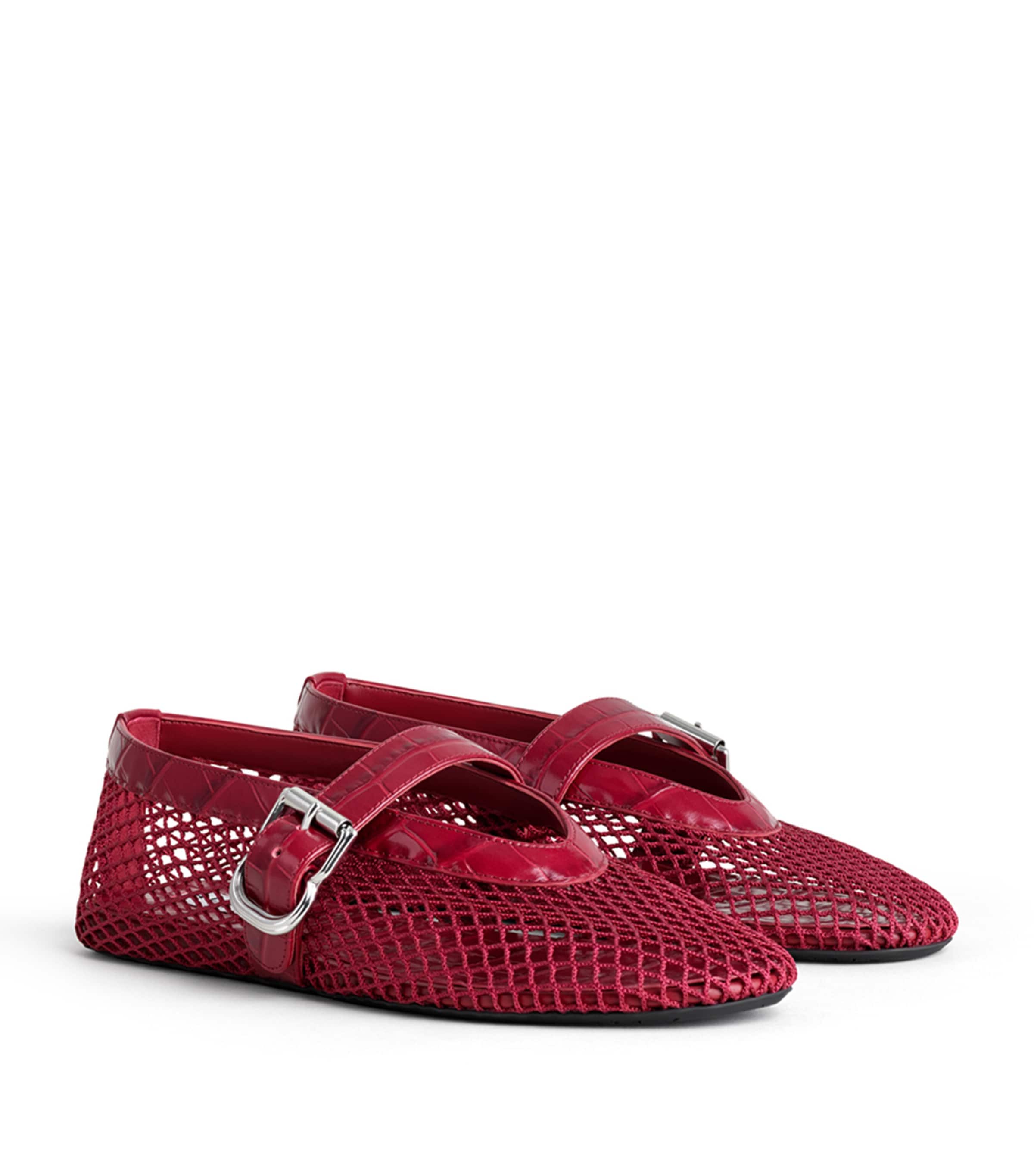 Alaïa Fishnet Ballet Flats Cherry Image 3