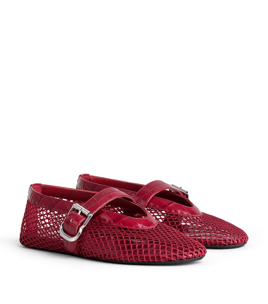 Alaïa Fishnet Ballet Flats Cherry Image 3