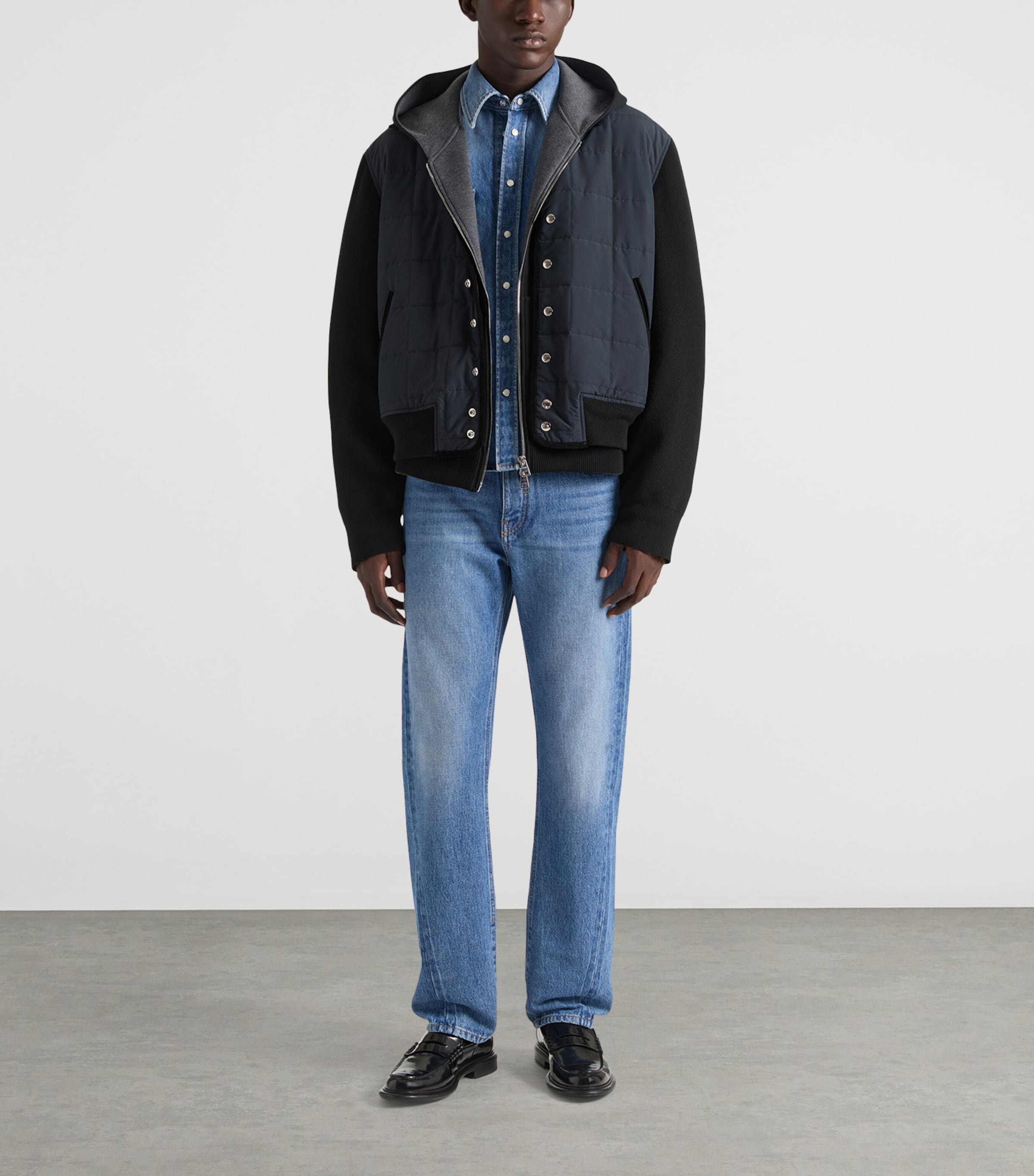 Quilted Bomber Jacket BLACK Image 3