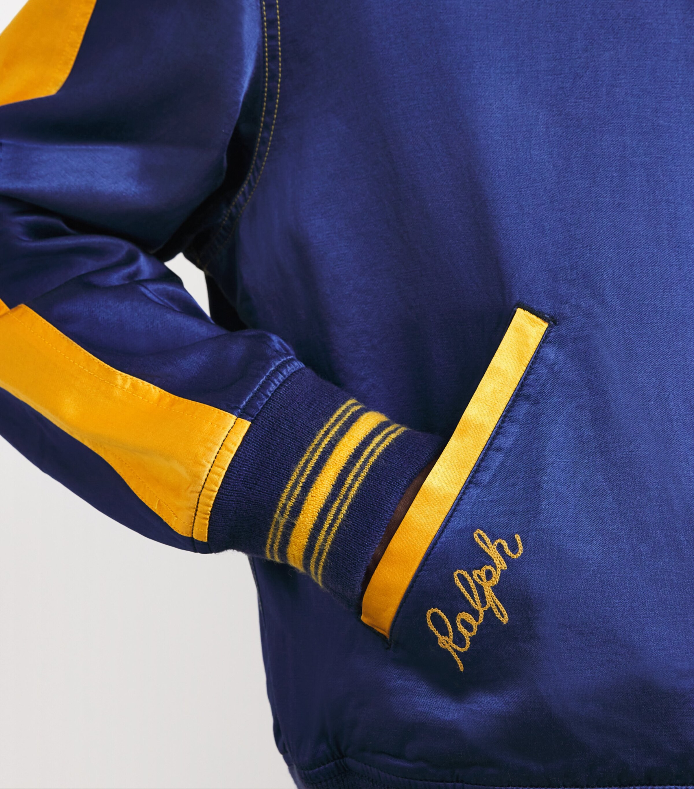 Polo Ralph Lauren Mens Cotton-Blend Varsity Bomber Jacket Blue Image 6