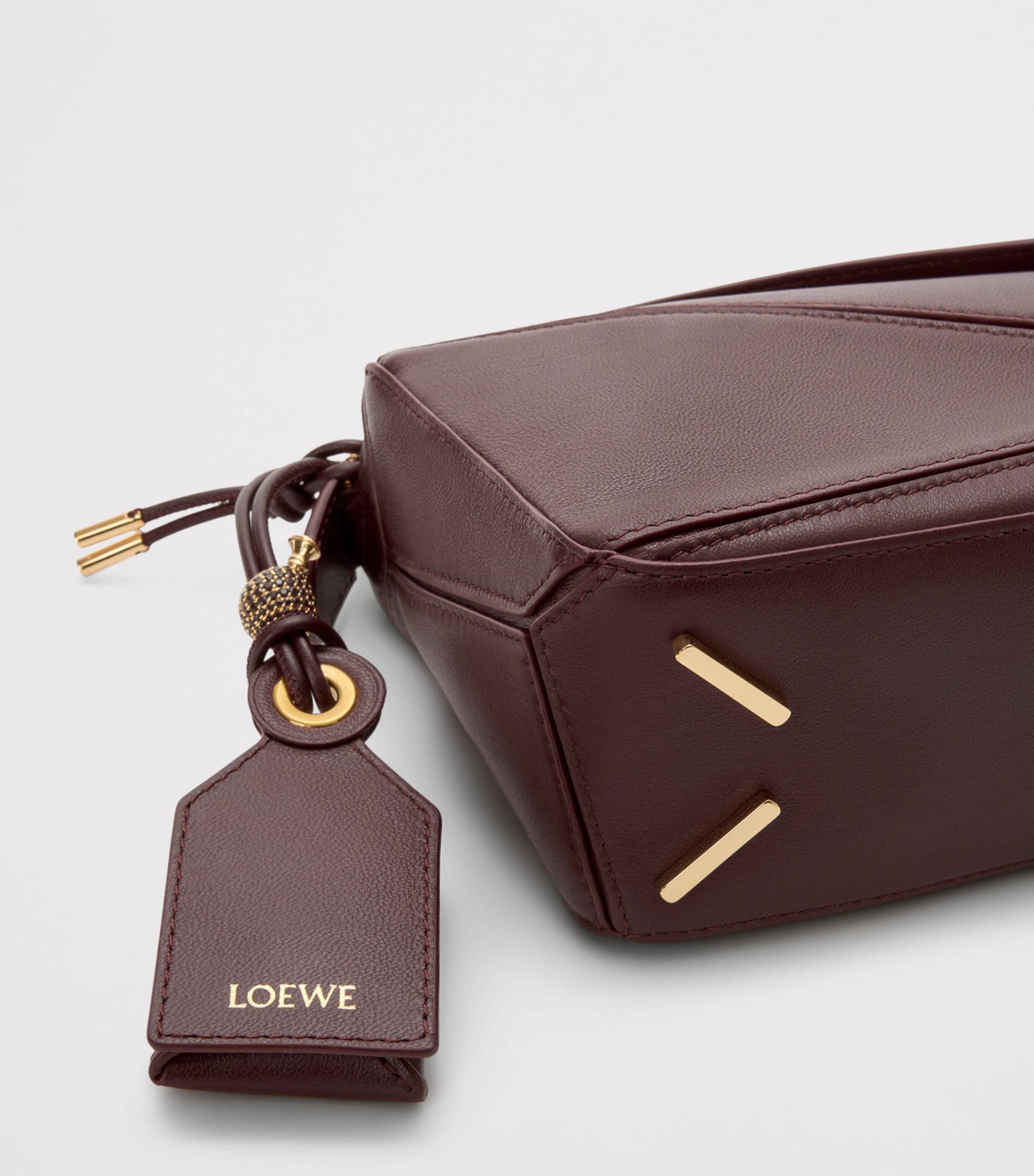 Mini Leather Puzzle Top-Handle Bag DARK BURGUNDY Image 8