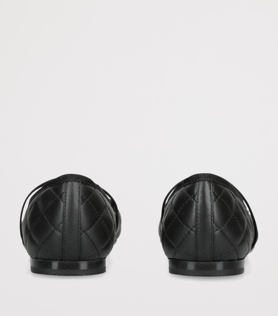 Dolce&Gabbana Kids Leather Quilted Ballet Flats Black Image 4