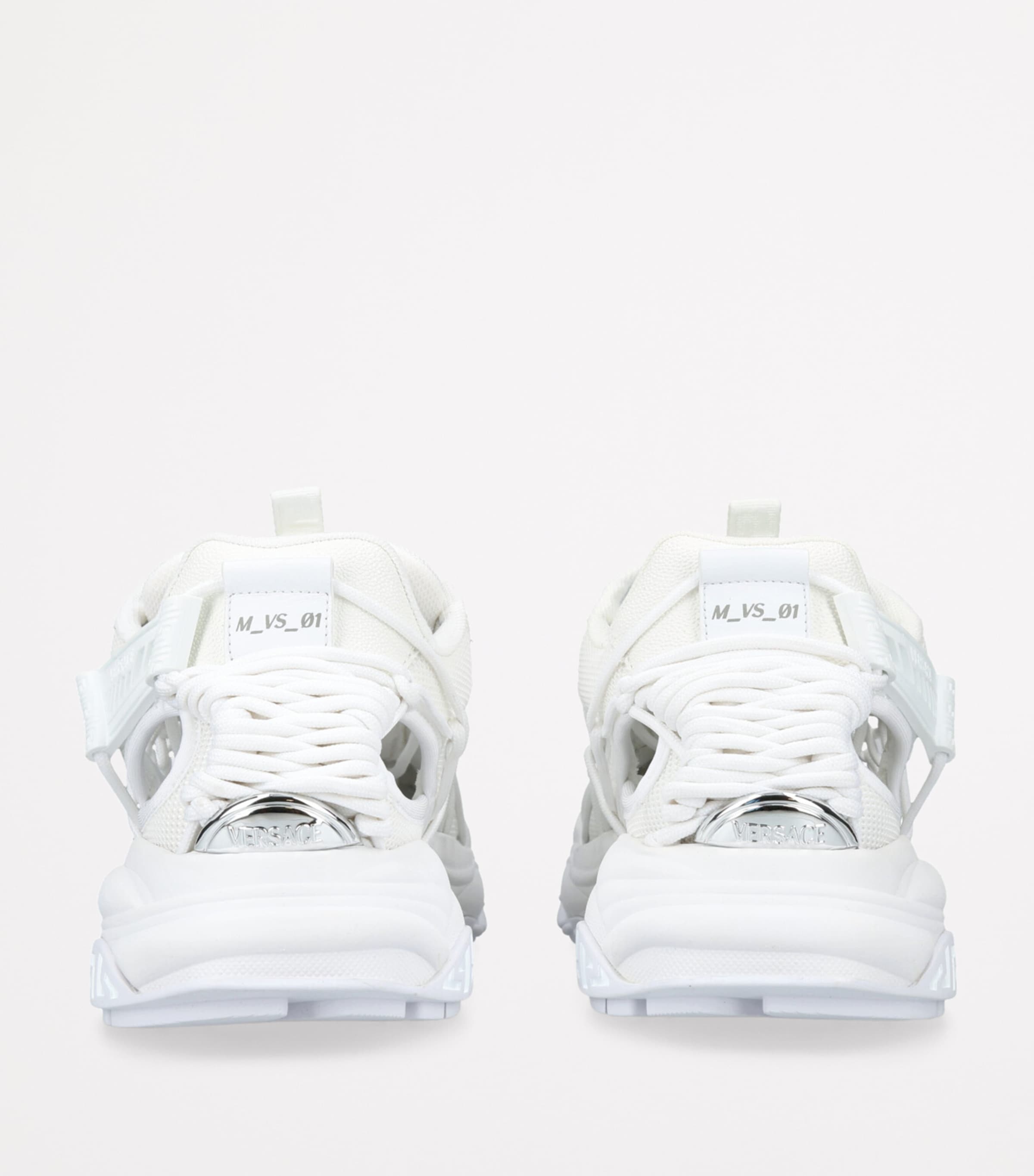 Versace Leather Cut-Out Sneakers White Image 2
