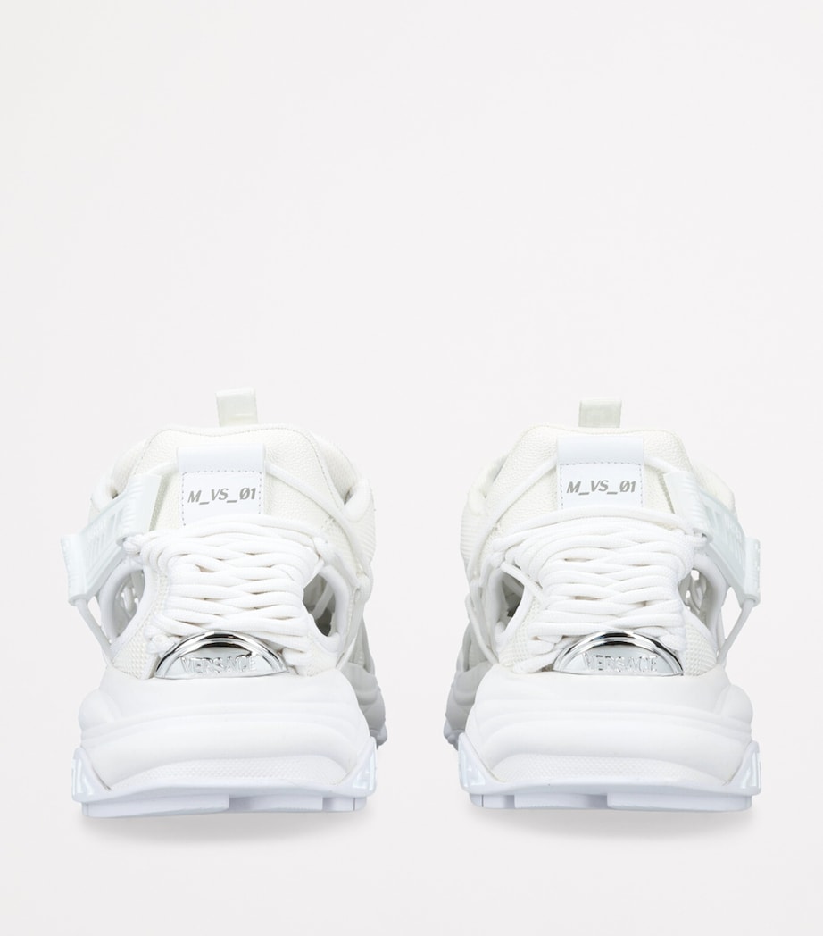 Versace Leather Cut-Out Sneakers White Image 2