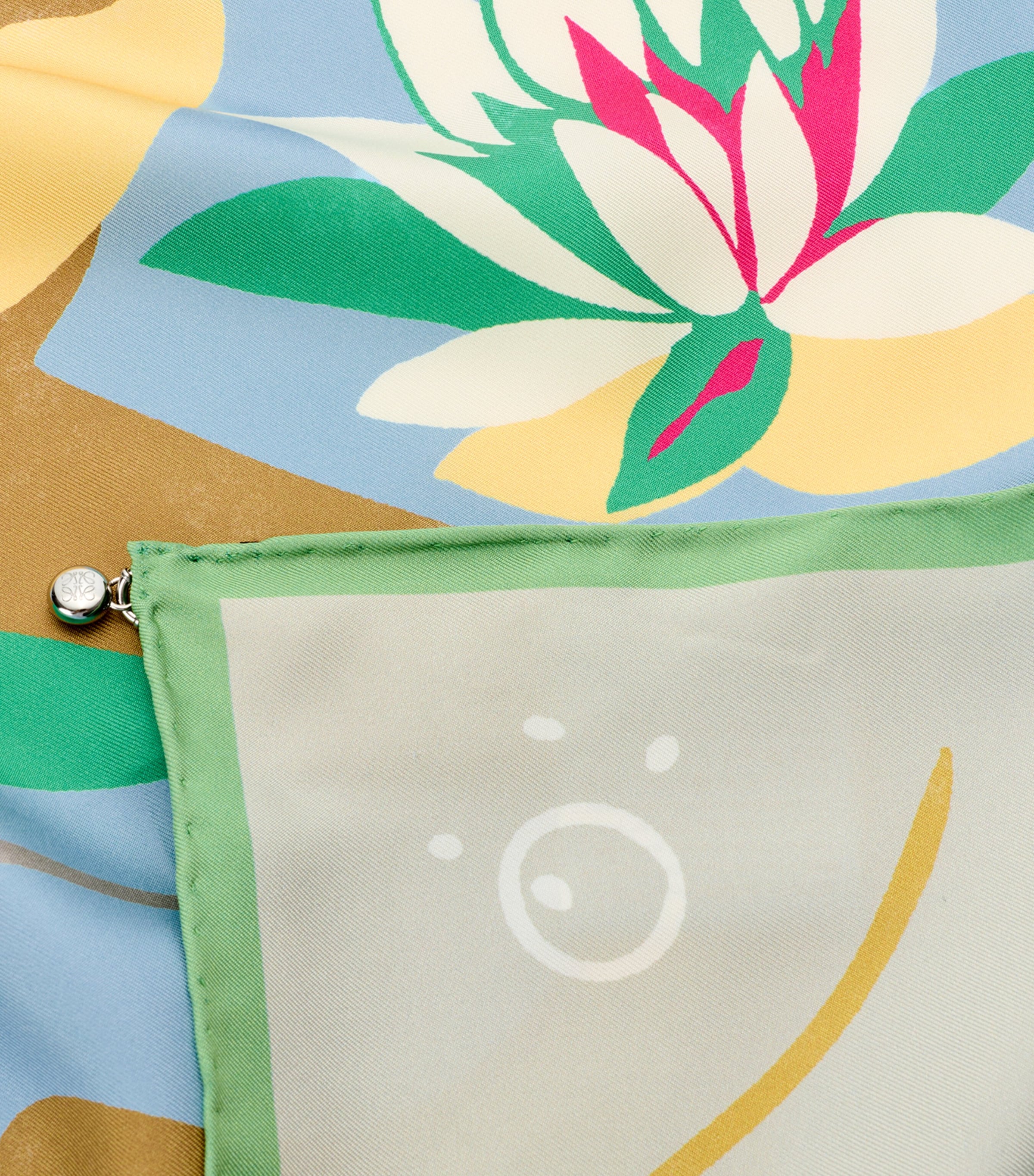 LOEWE x Paula's Ibiza Silk Frog Print Scarf Beige/light Blue Image 4