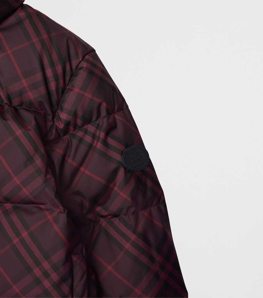 Burberry Womens Check Print Puffer Jacket Wine Ip Check Image 5