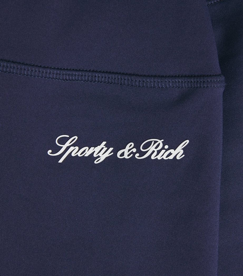 Sporty & Rich Womens Logo Serif Biker Shorts Dark Navy White Image 6