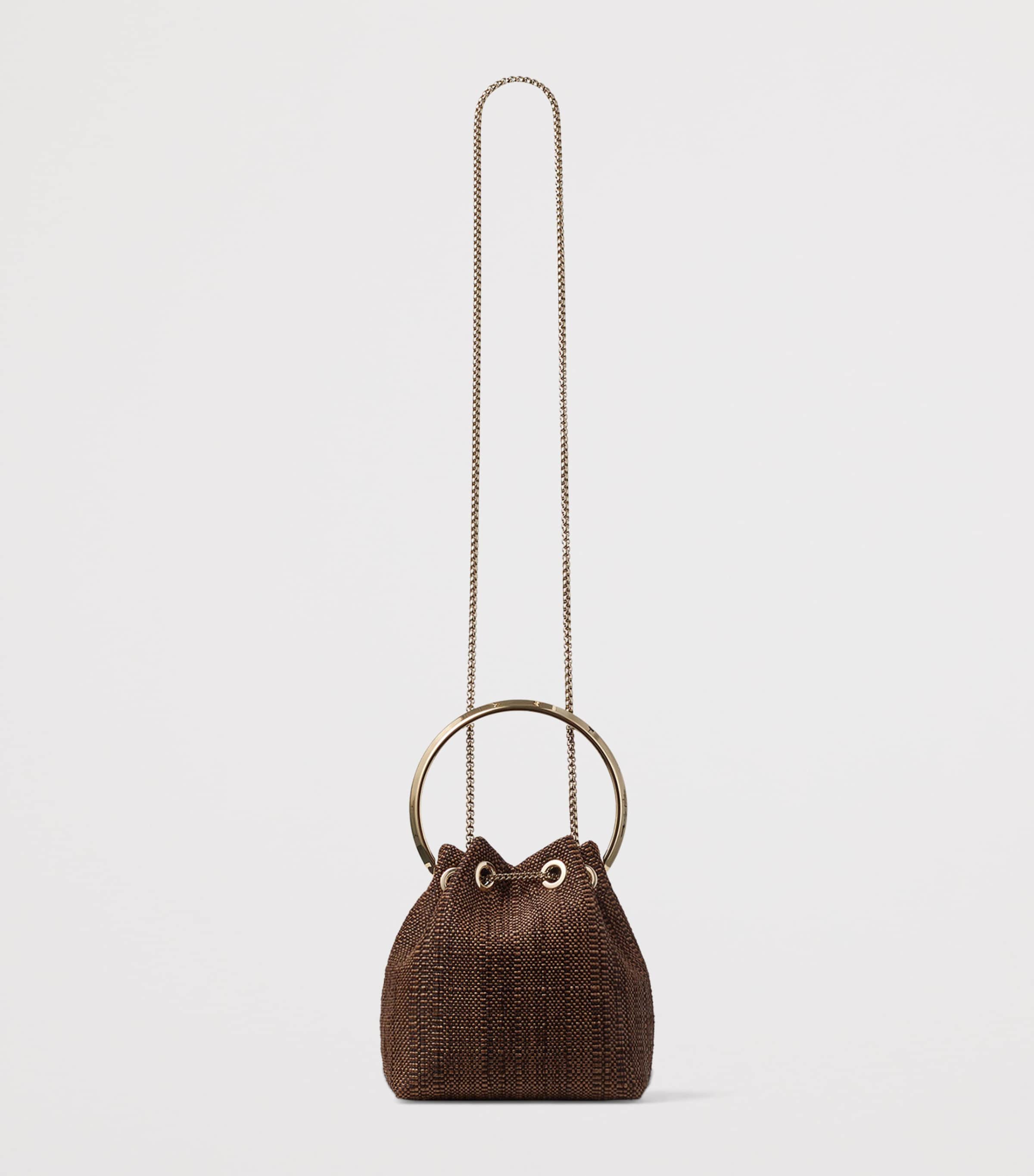 Jimmy Choo Bon Bon Woven Top-Handle Bag Tan/light Gold Image 4