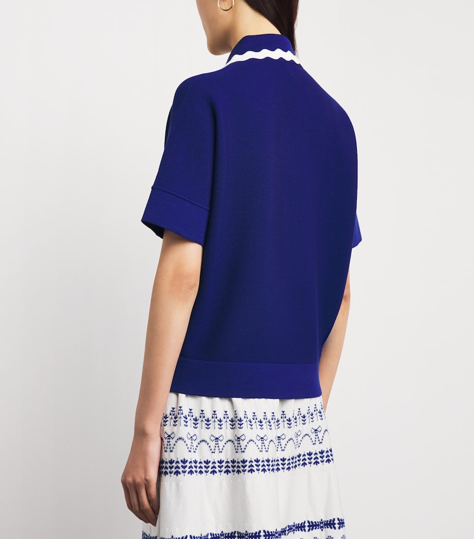 Molli Womens Virgin Wool Scalloped-Collar Sweater Blue Faience Milk Image 5