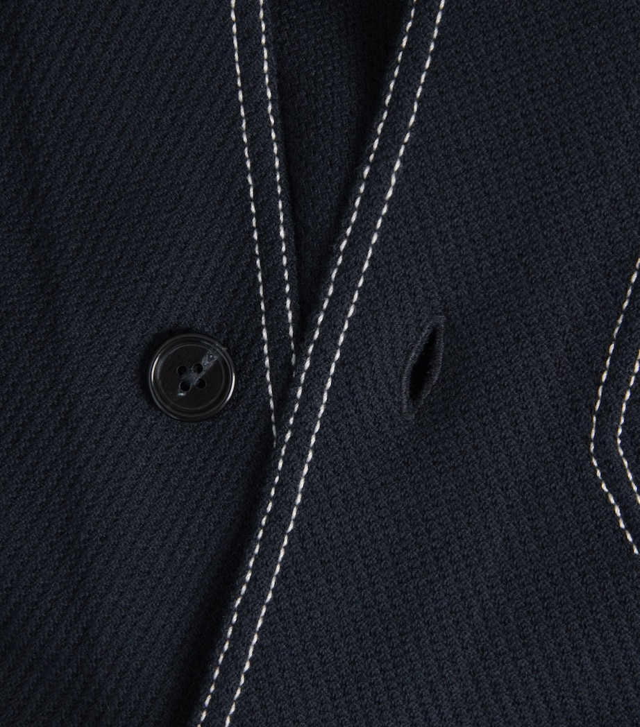 Paul Smith Mens Merino Wool-Blend Contrast-Stitch Overshirt Dark Navy Image 6