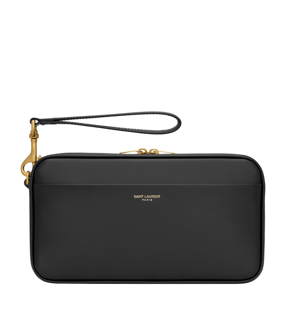 Saint Laurent Leather Logo Travel Pouch Image 1