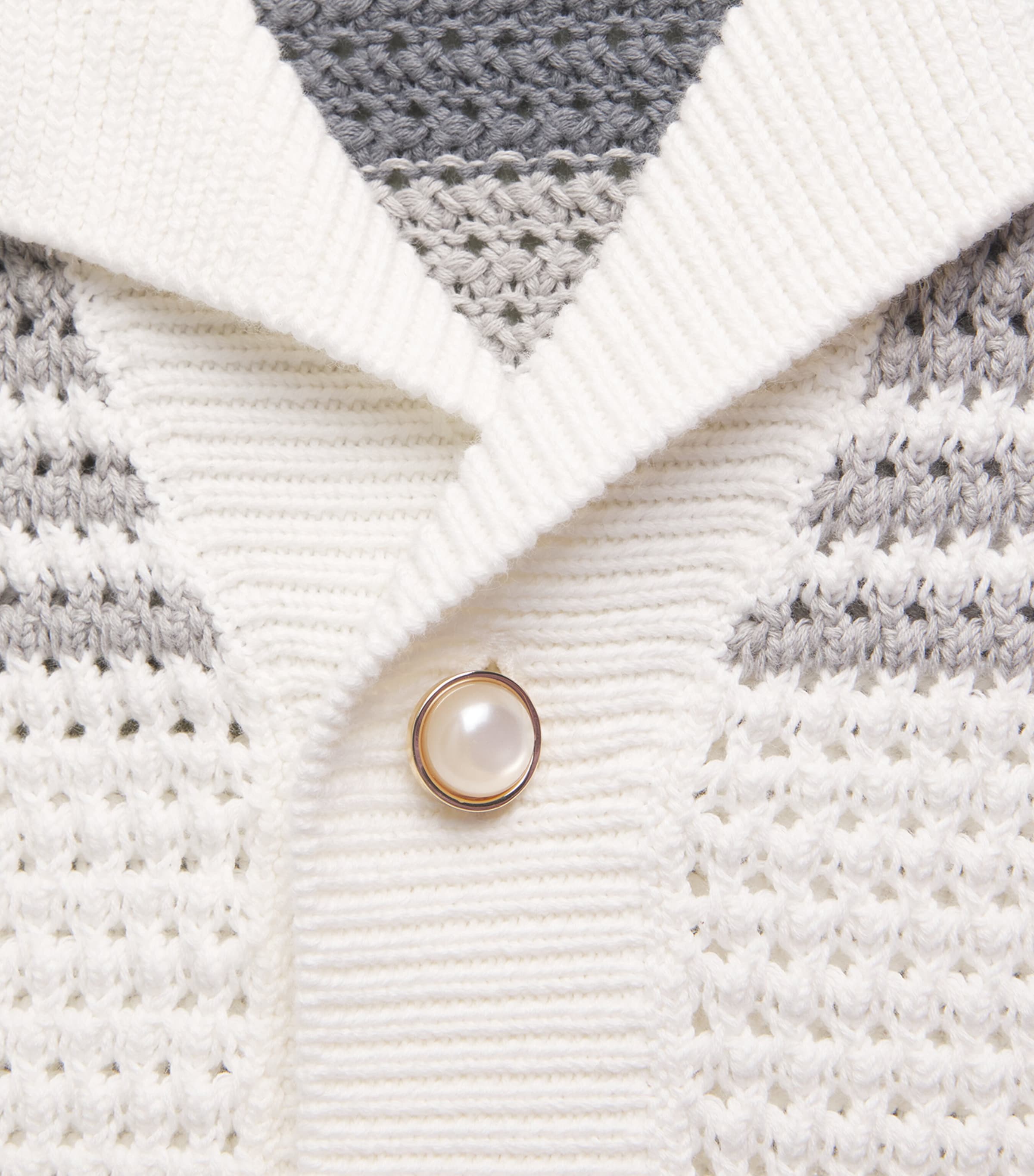 Crochet Tennis Shirt WHITE / GREY Image 5