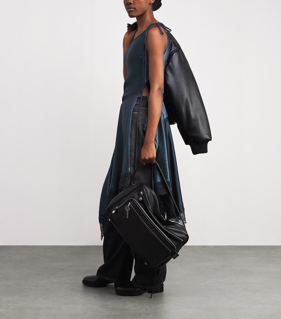 Satin Lace-Trim Midi Dress PETROL BLUE Image 2