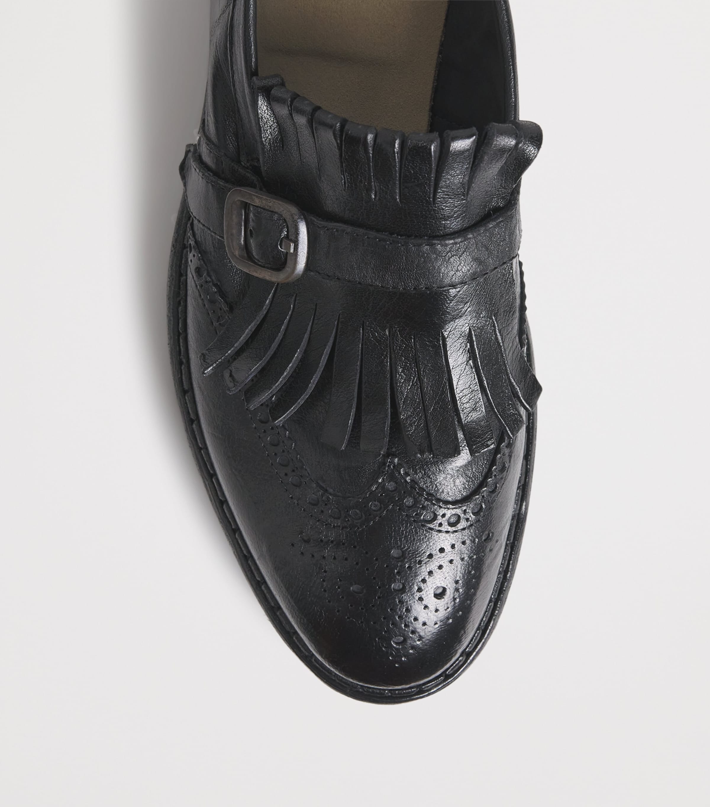 Eleventy Leather Fringed Derby Shoes Nero Image 5