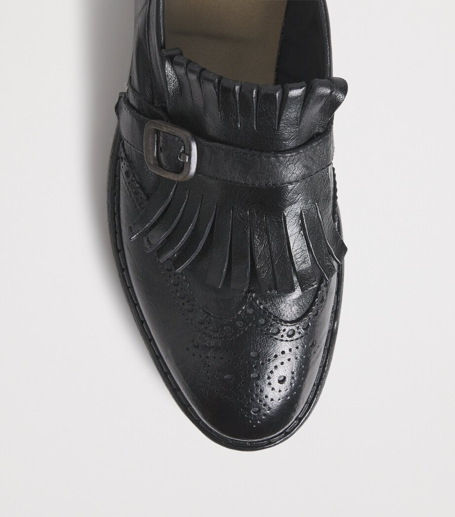 Eleventy Leather Fringed Derby Shoes Nero Image 5