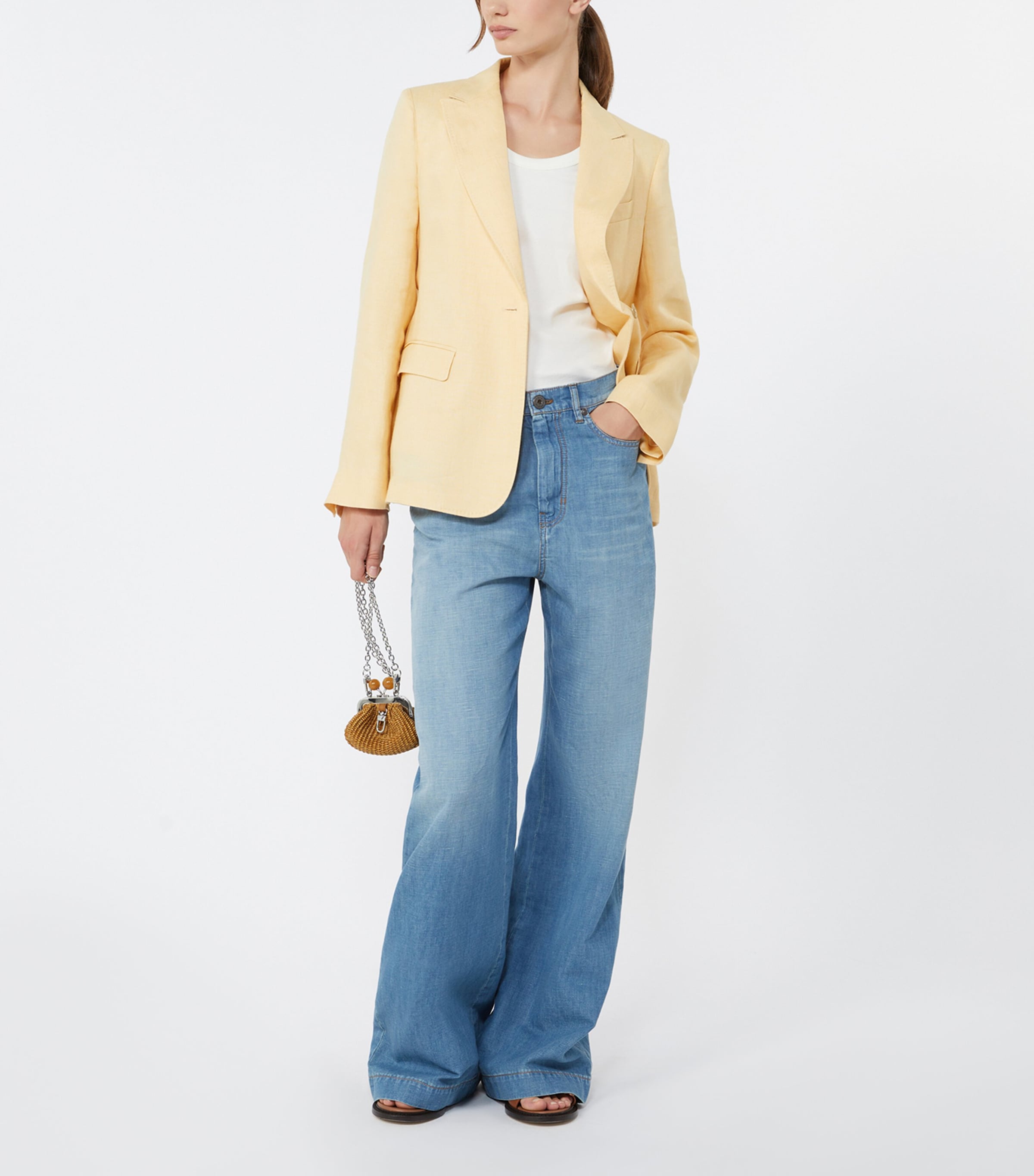 Weekend Max Mara Womens Linen Single-Breasted Blazer Light Yellow Image 2