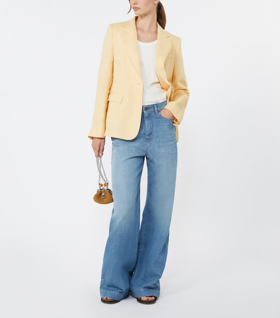 Weekend Max Mara Womens Linen Single-Breasted Blazer Light Yellow Image 2
