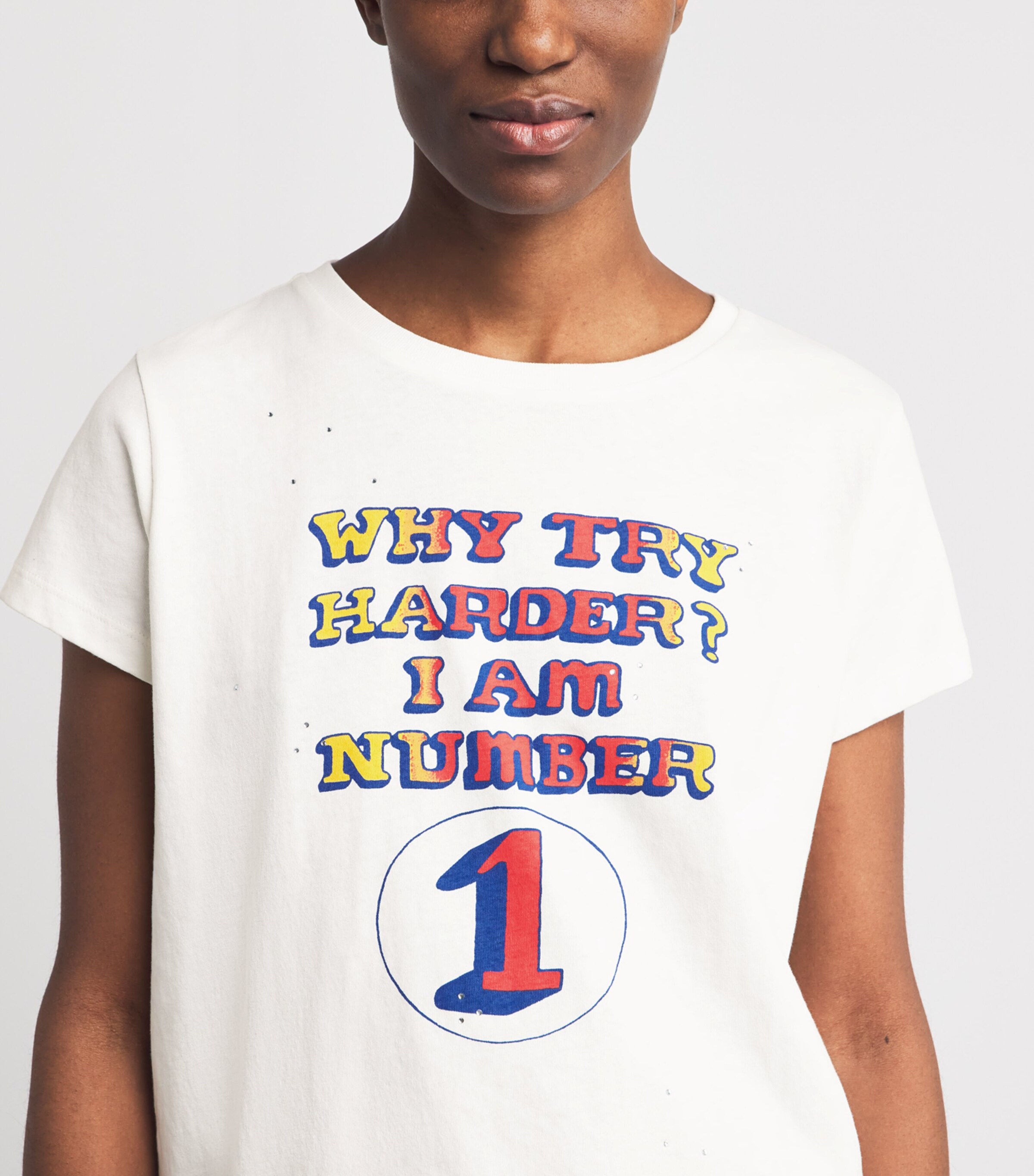MOTHER Womens Cotton The Boxy Goodie Goodie T-Shirt Wyt Why Try Har Image 3