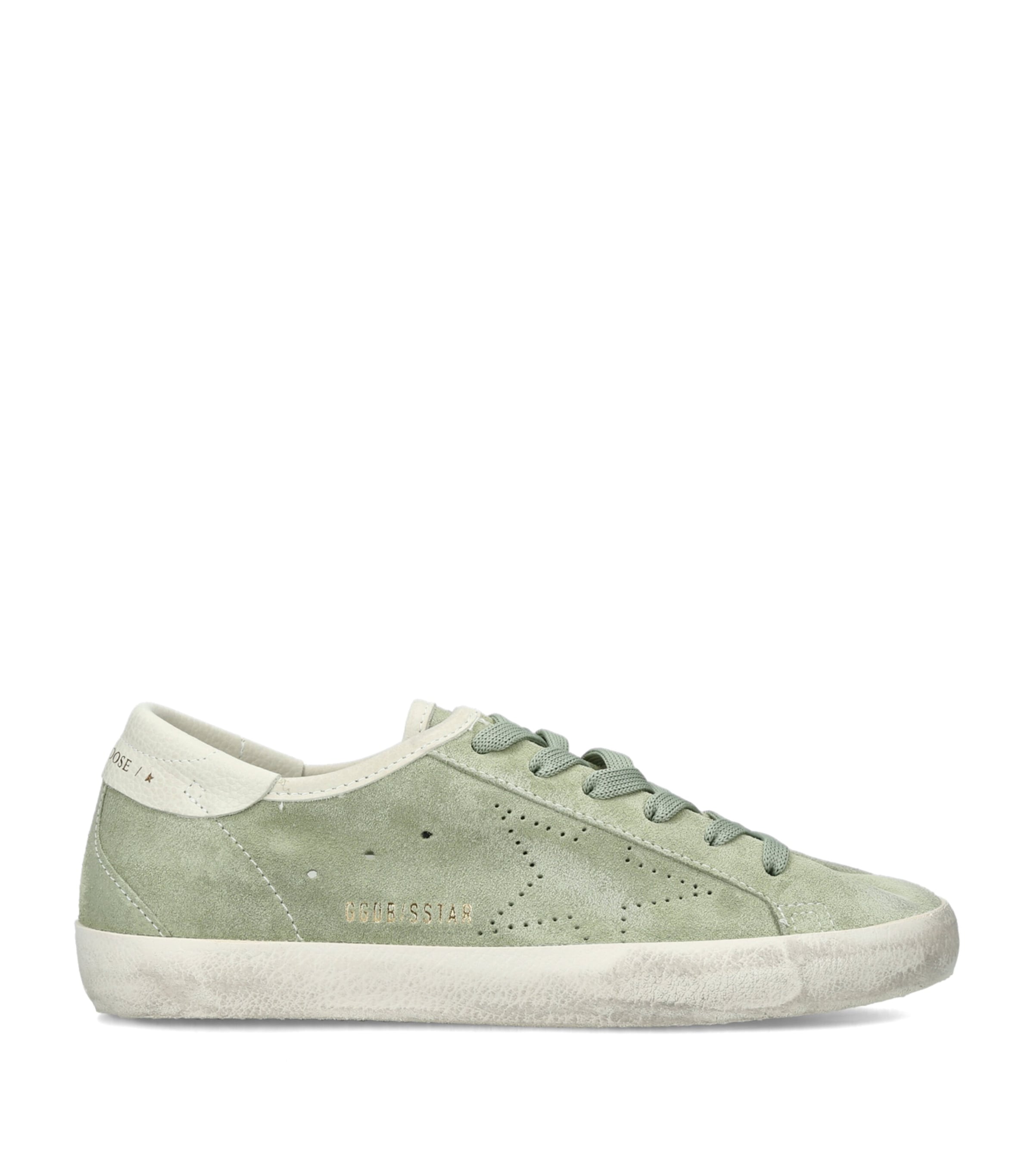 Golden Goose Womens Suede Super Star Sneakers Pale Green Image 1