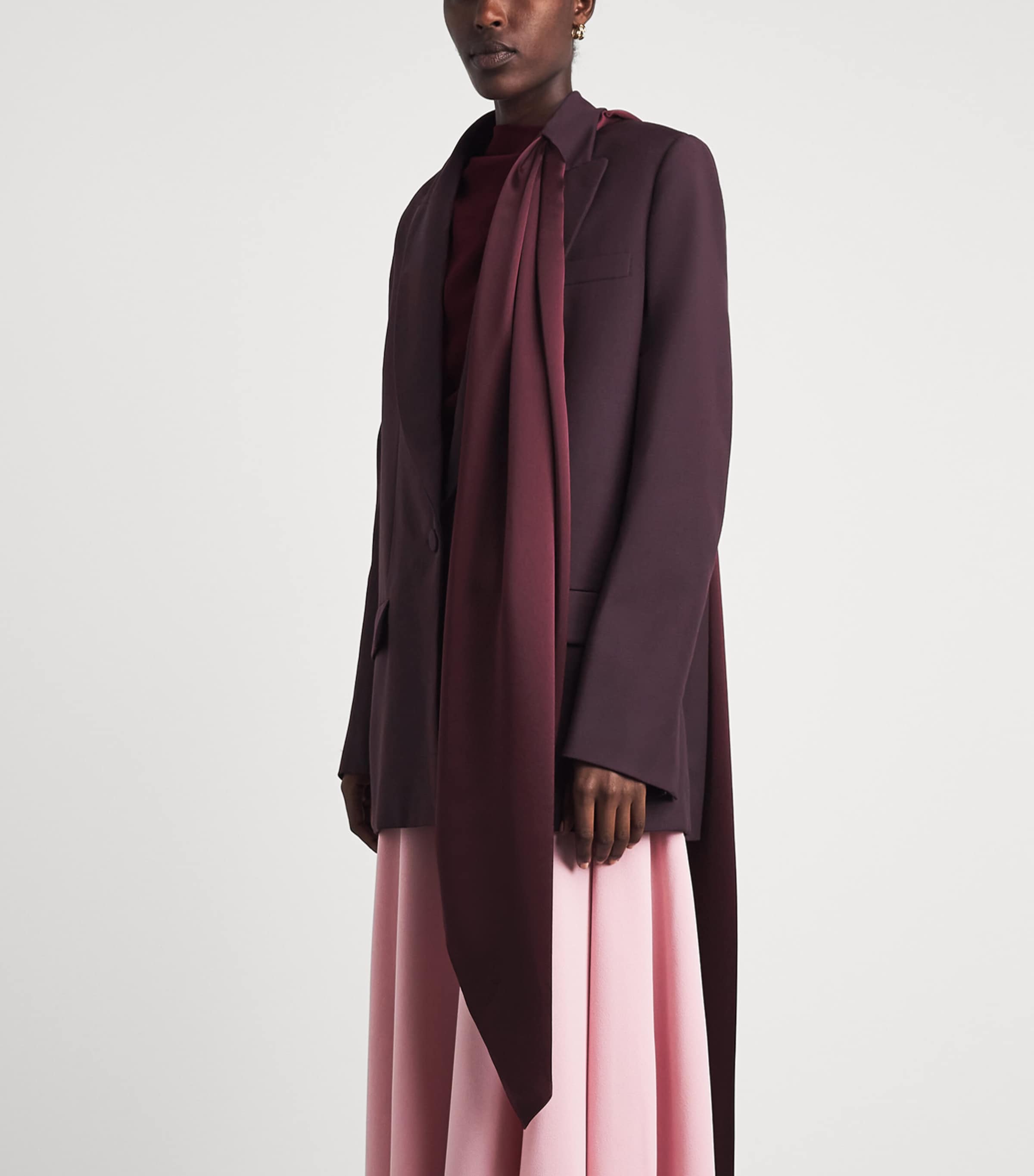 Roksanda Womens Wool Scarf-Tie Isabel Blazer Burgundy Image 4