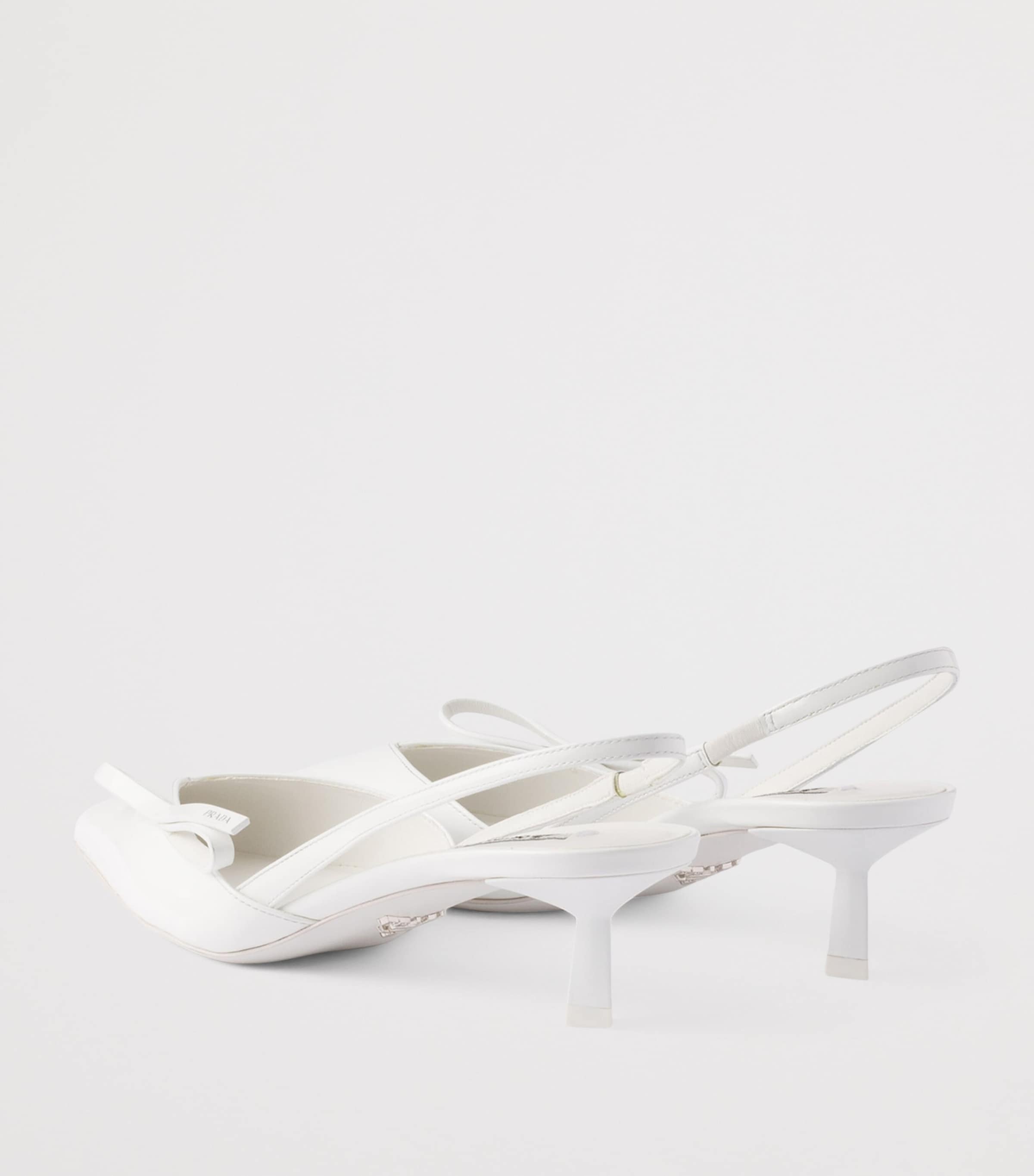 Prada Patent Leather Slingback Kitten Heels 45 White Image 4