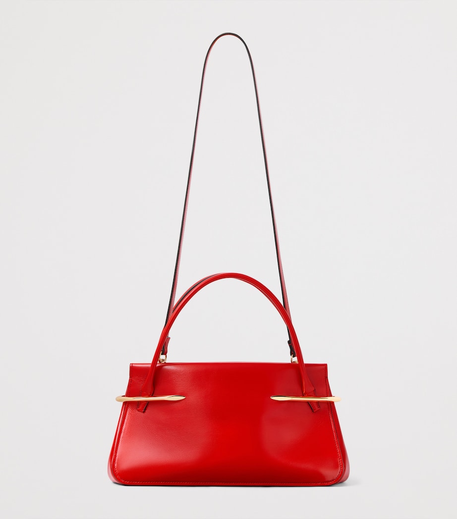 Medium Leather Pinch Top-Handle Bag DEEP RED Image 4