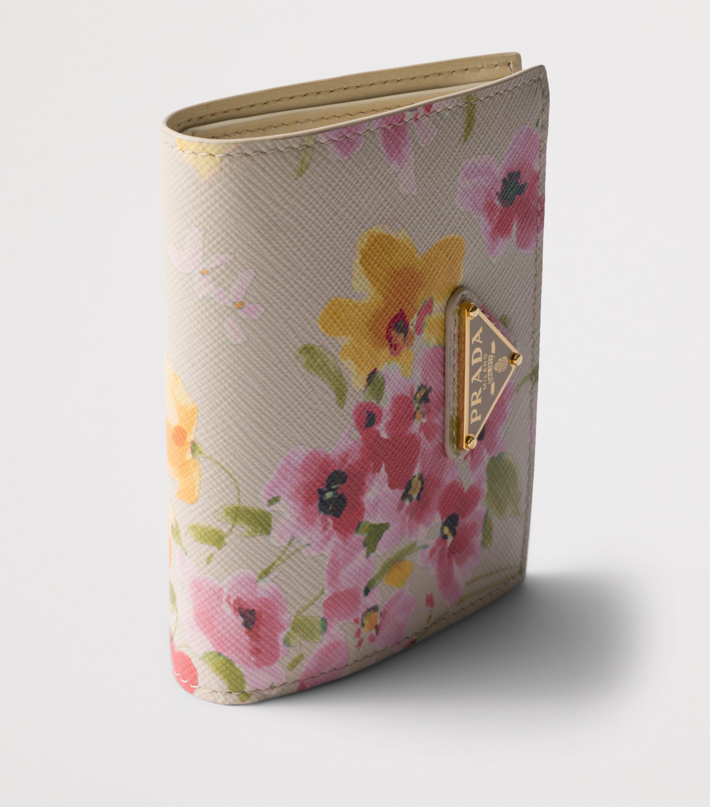 Small Saffiano Leather Floral Bifold Wallet F0507 Image 4