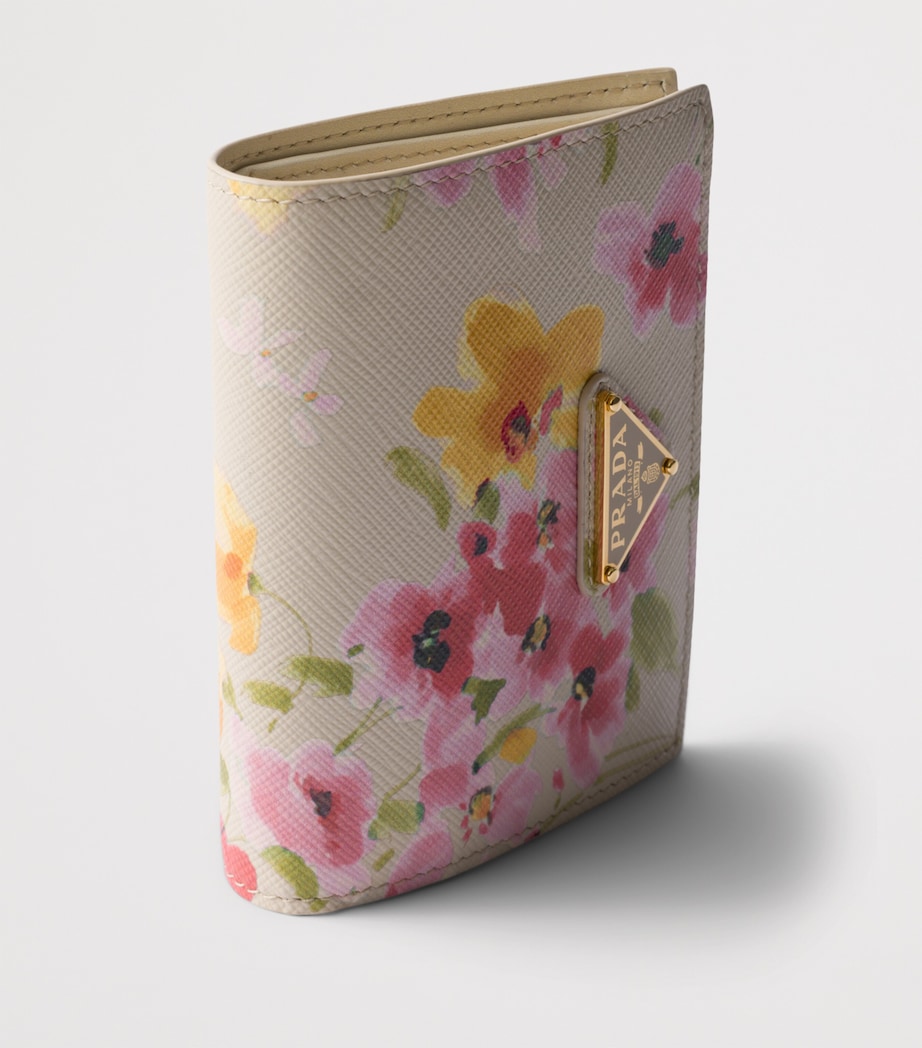 Small Saffiano Leather Floral Bifold Wallet F0507 Image 4