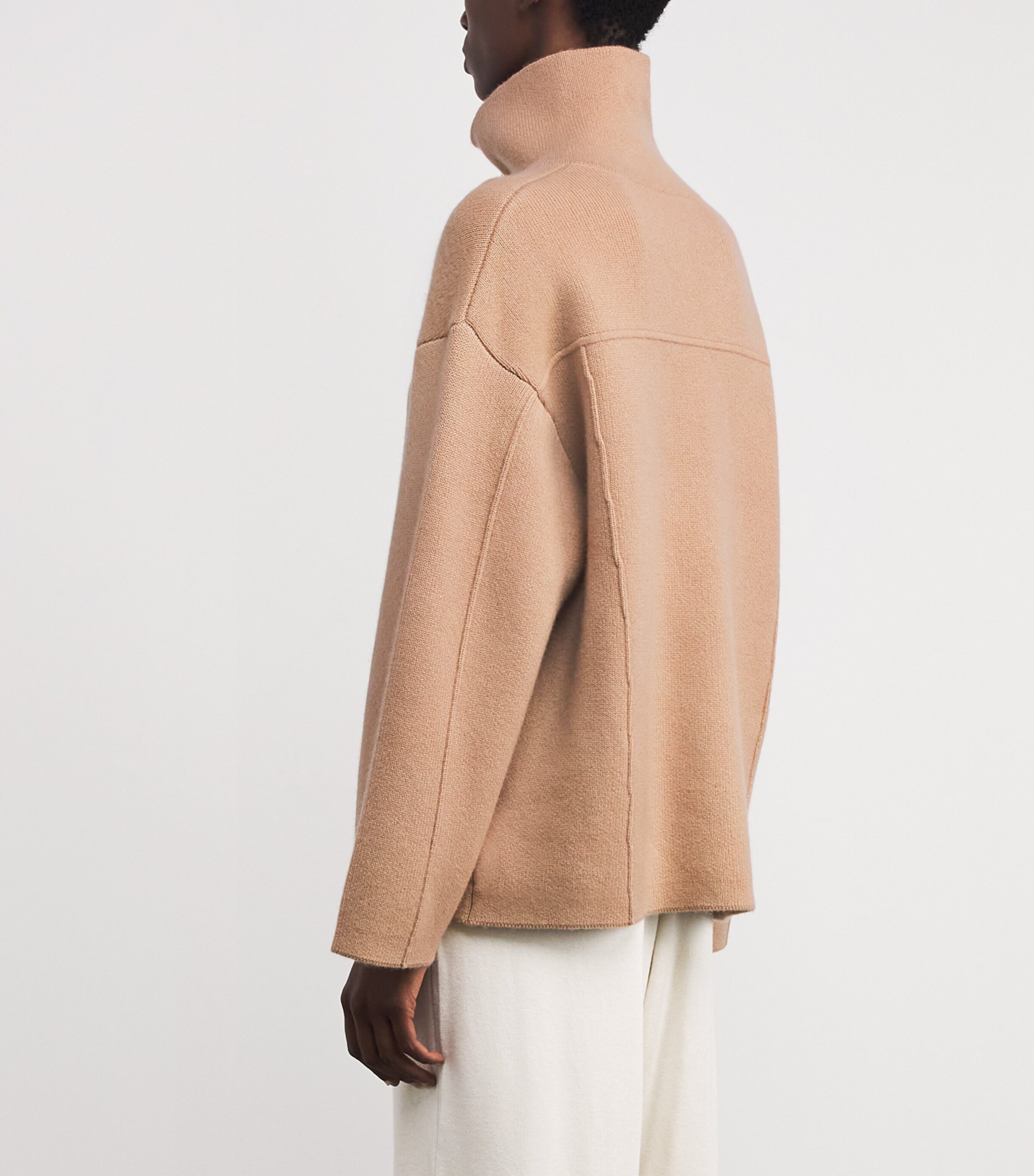 Soft Goat Womens Wool-Cashmere Zipped Cardigan Camel Image 4