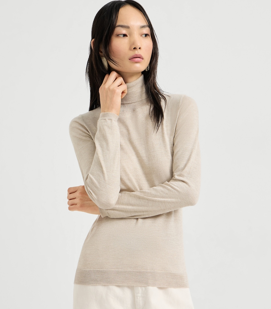 Brunello Cucinelli Womens Cashmere-Silk-Blend Rollneck Sweater Image 3