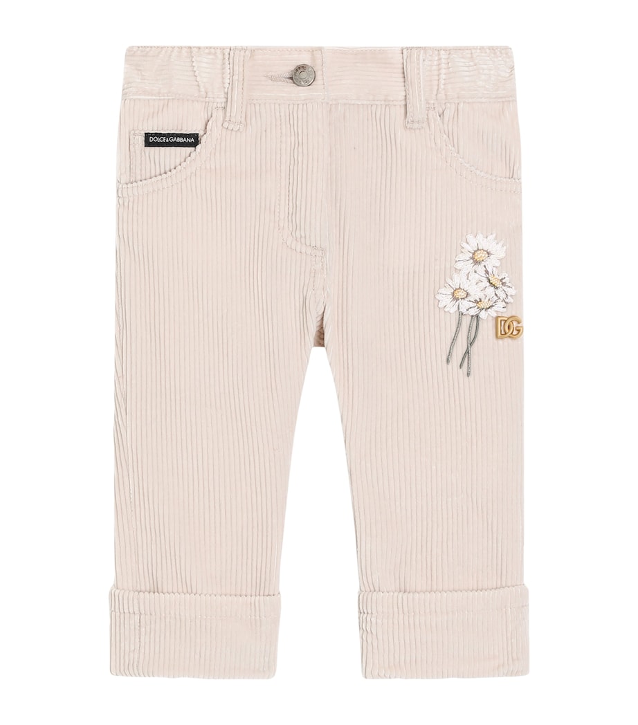 Cotton Corduroy Floral Embroidered Trousers (3-36 Months) M0121-BEIGE Image 1