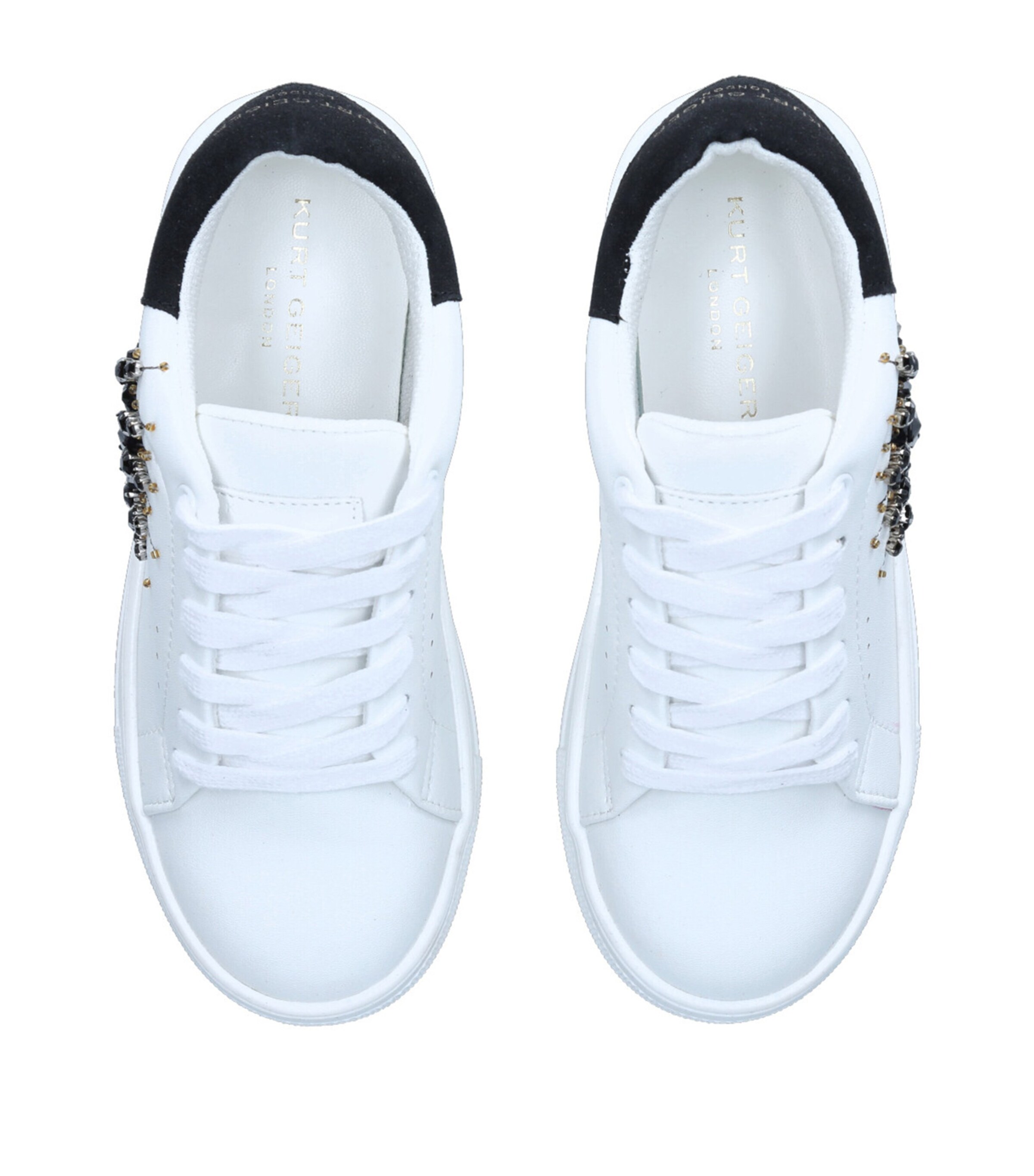 Leather Embellished Eye Sneakers WHITE Image 4
