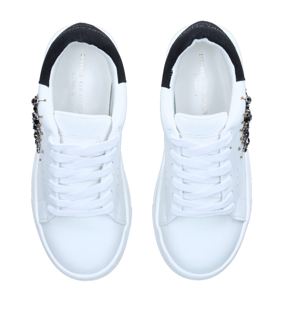 Leather Embellished Eye Sneakers WHITE Image 4